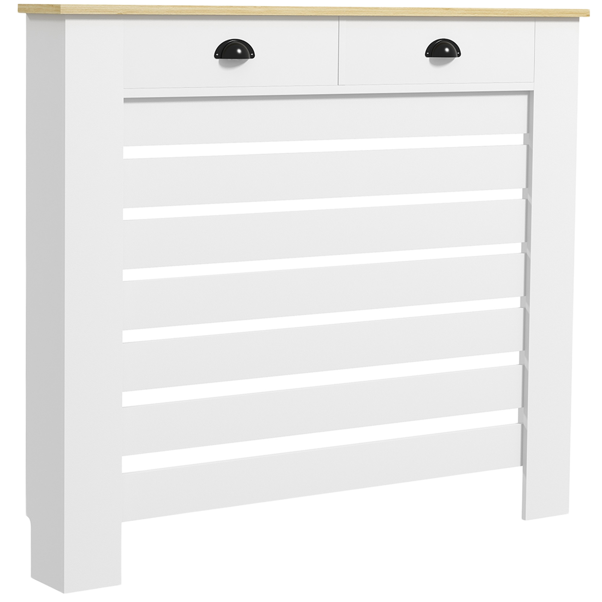 HERON Radiator Cover with Drawer, 95.5H x 111Wcm - White