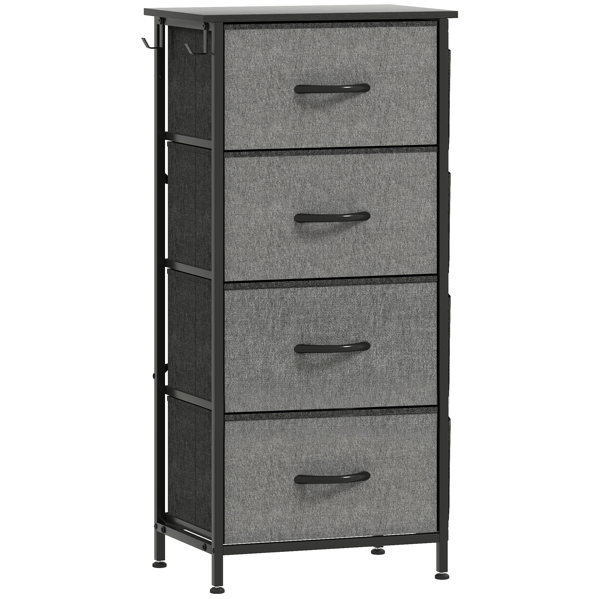 STOWLY Grey Chest of Drawers - Tallboy, Medium-sized, 4 Drawers, Fabric Drawers