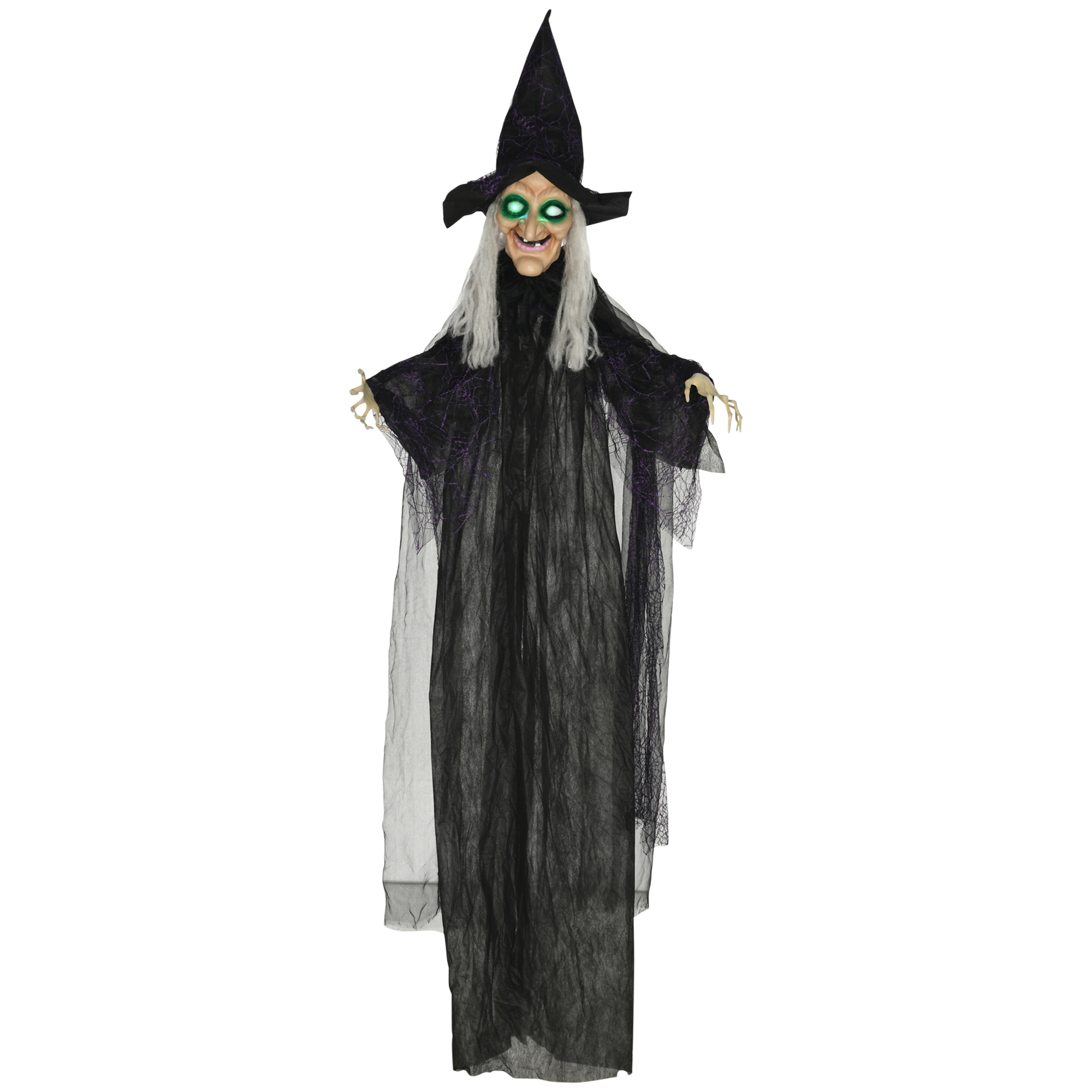 Halloween Witch Decoration Polyester Hanging Animated Prop - Black
