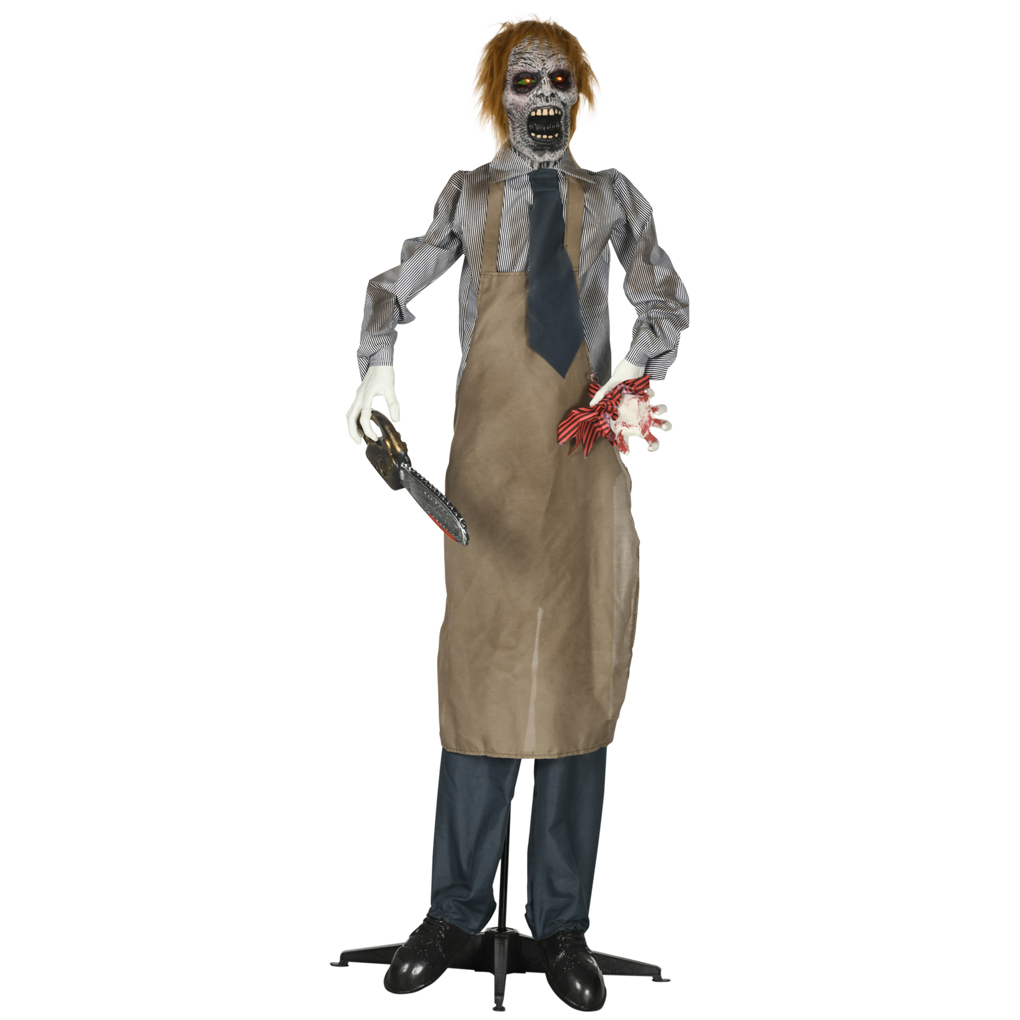 Life Size Standing Chainsaw Killer Polyester Animated Halloween Decoration - Brown