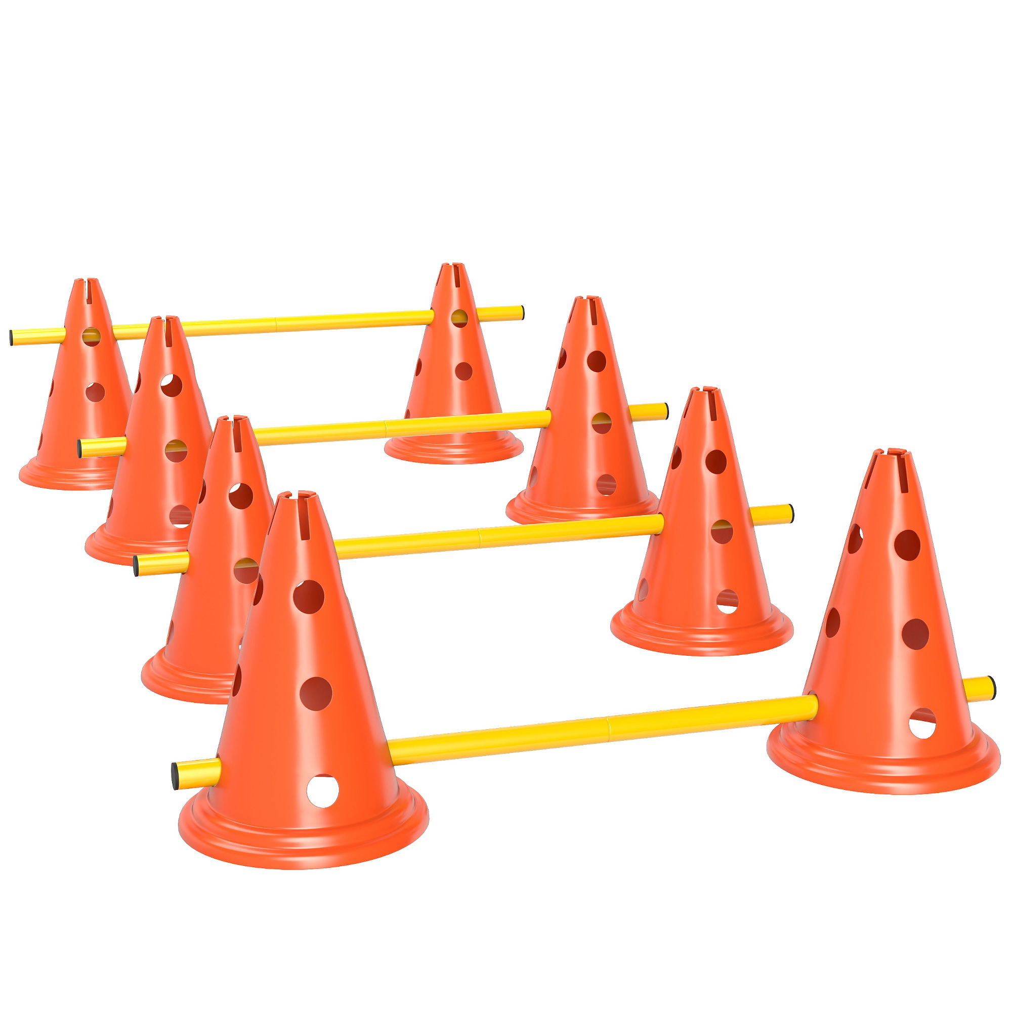 PAWSTER Dog Agility Equipment Set of Eight Cones Eight Poles Carry Bag - Orange