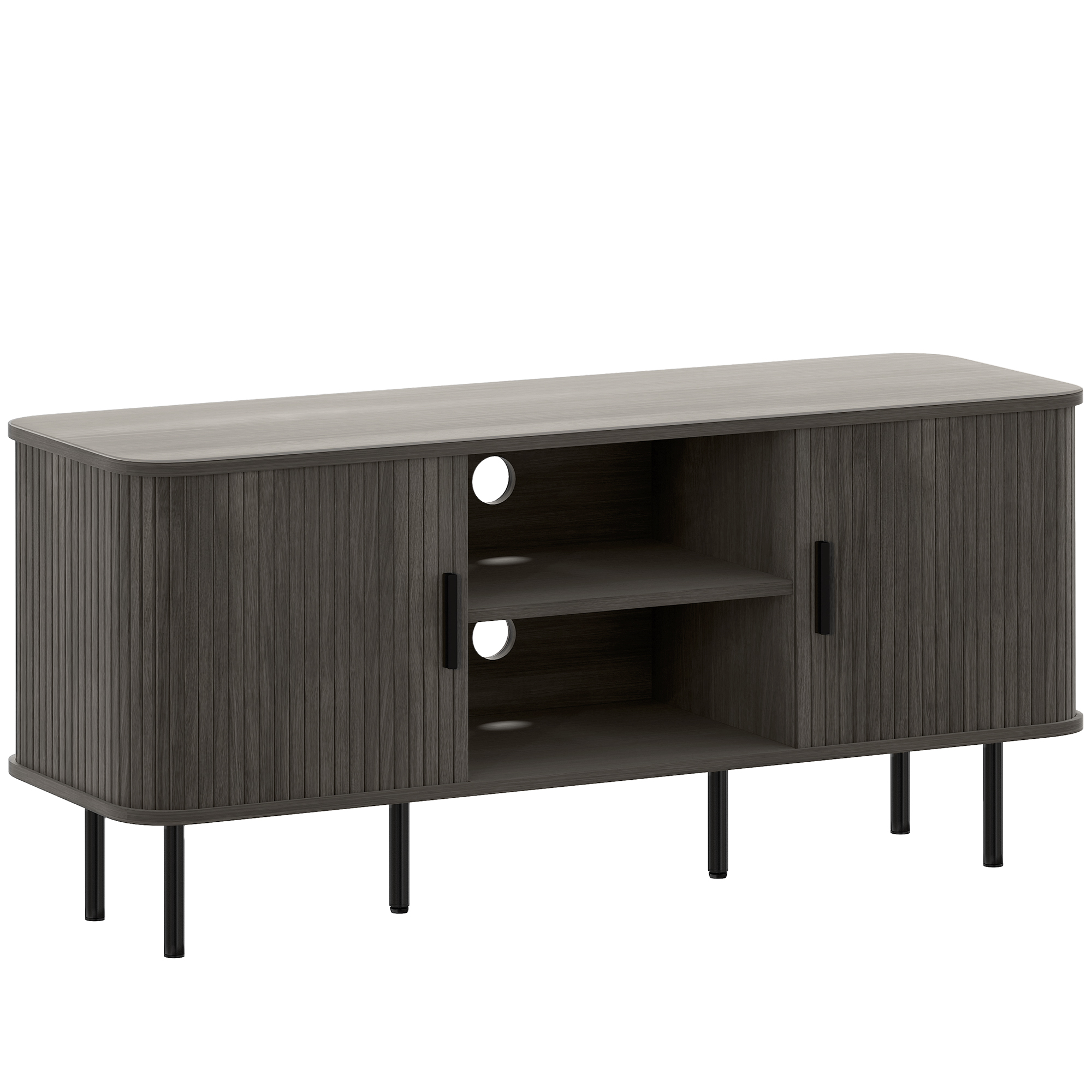 HERON TV Stand Cabinet for TVs up to 55 Inches Storage Shelves Cupboard - Grey