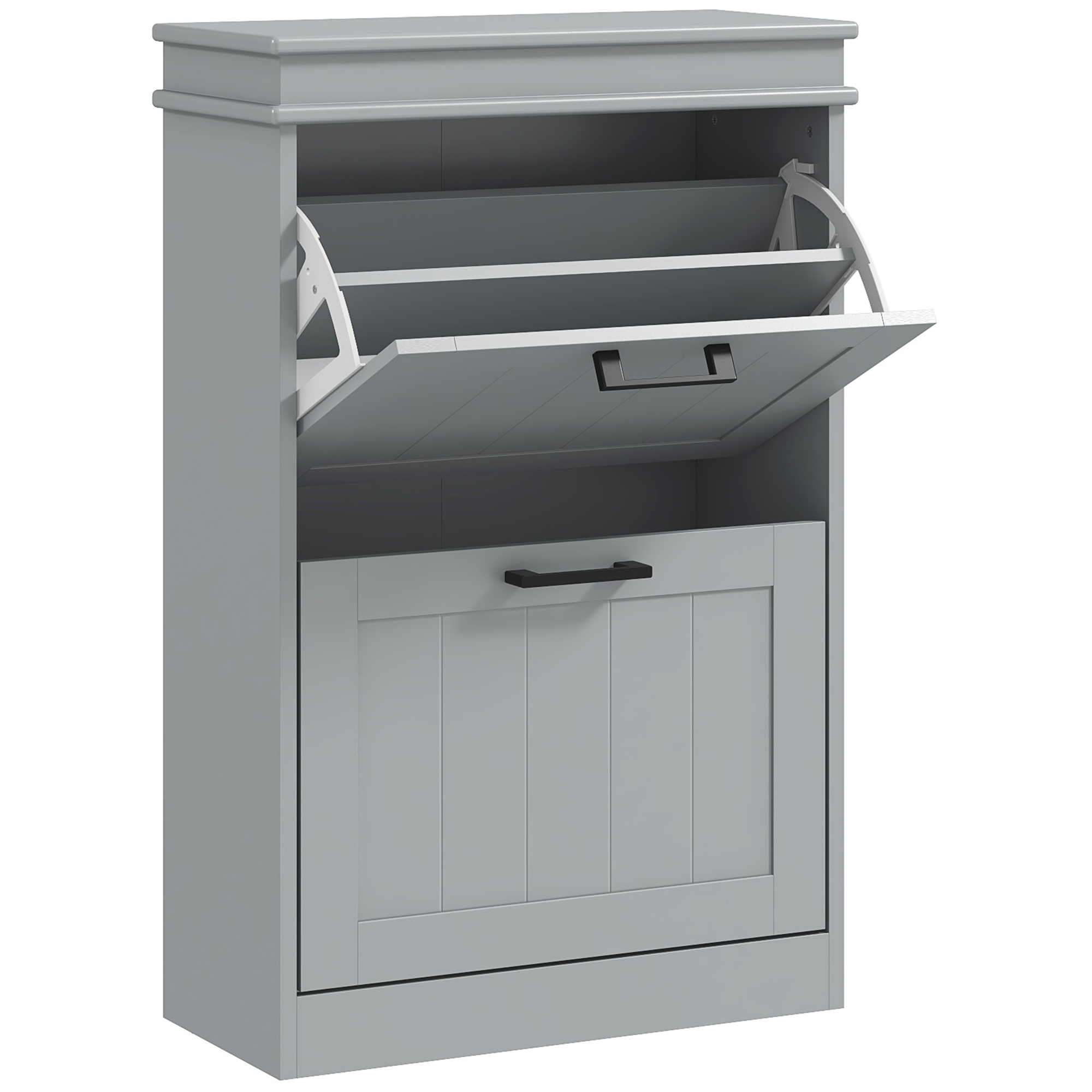 CABINA 2 Drawer Minimalistic Narrow Shoe Storage Cabinet for 10 Shoes - Grey
