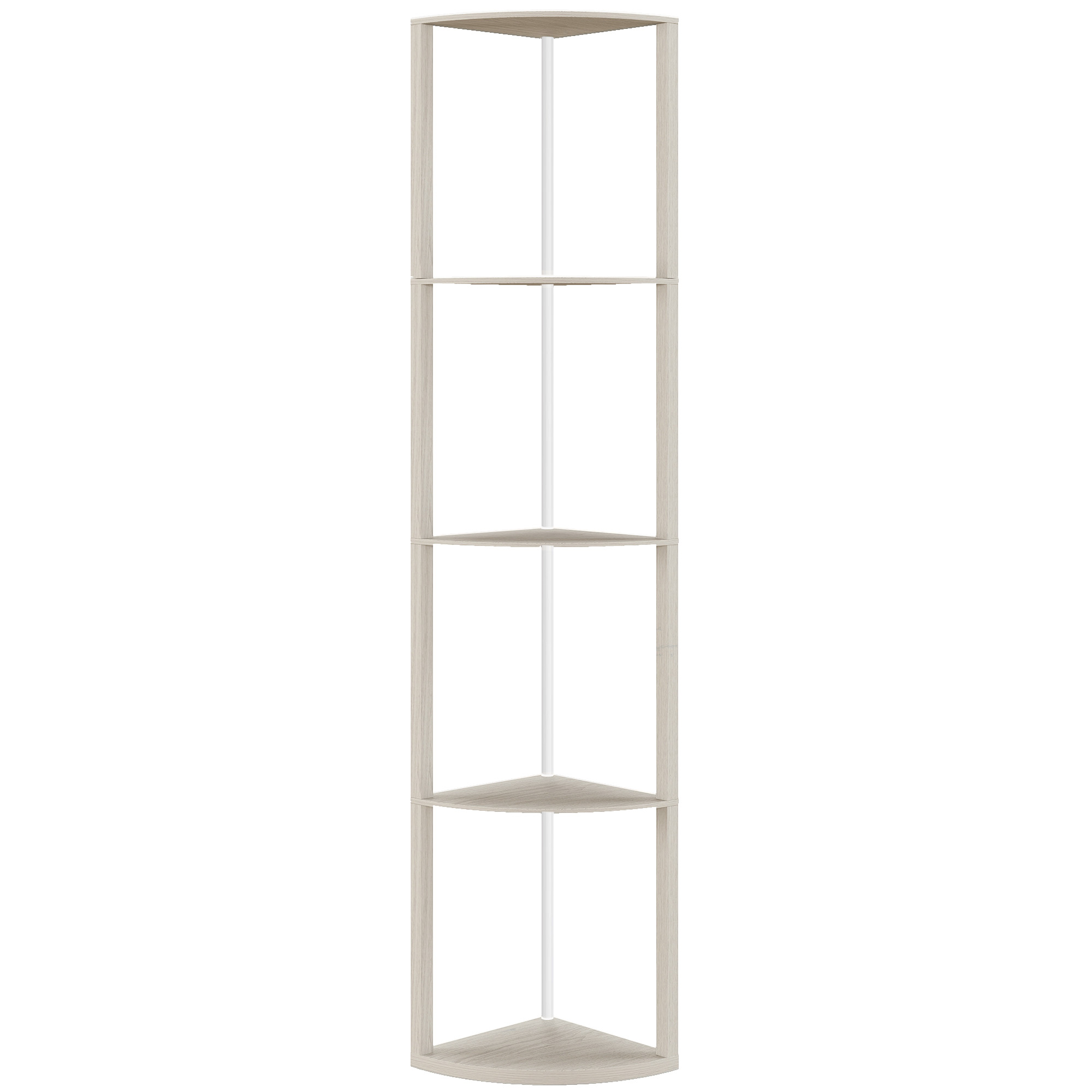 HERON RGB LED Floor Lamp with Shelves 5 Tier Dimmable Standing Lamp Remote - Oak