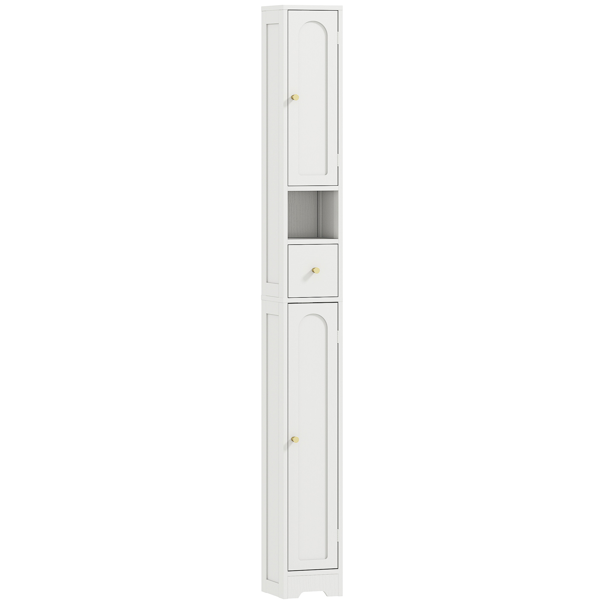 HERON Tall Bathroom Cabinet 185cm with Arched Doors - White