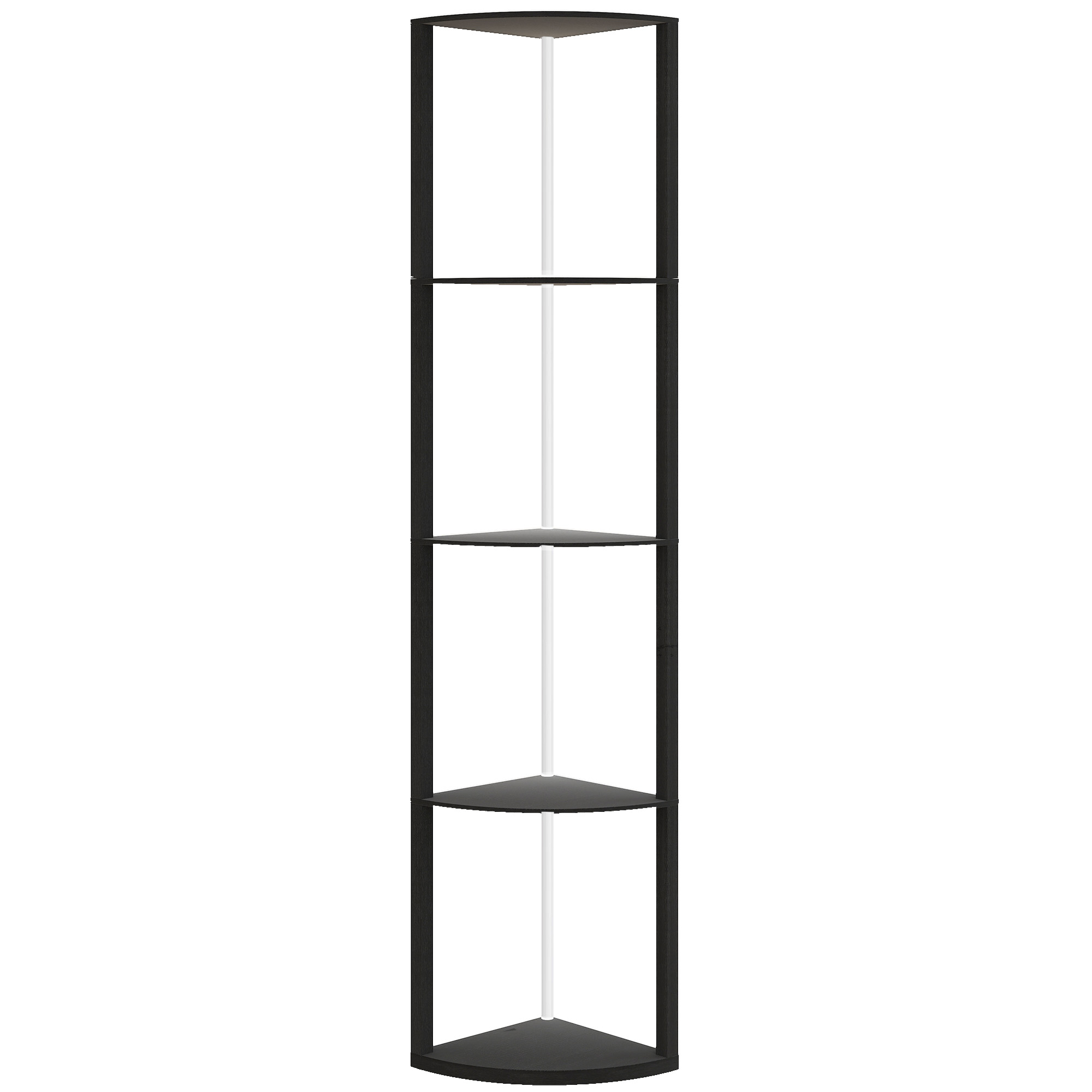 HERON RGB LED Floor Lamp with Shelves 5 Tier Dimmable Standing Lamp Remote - Black