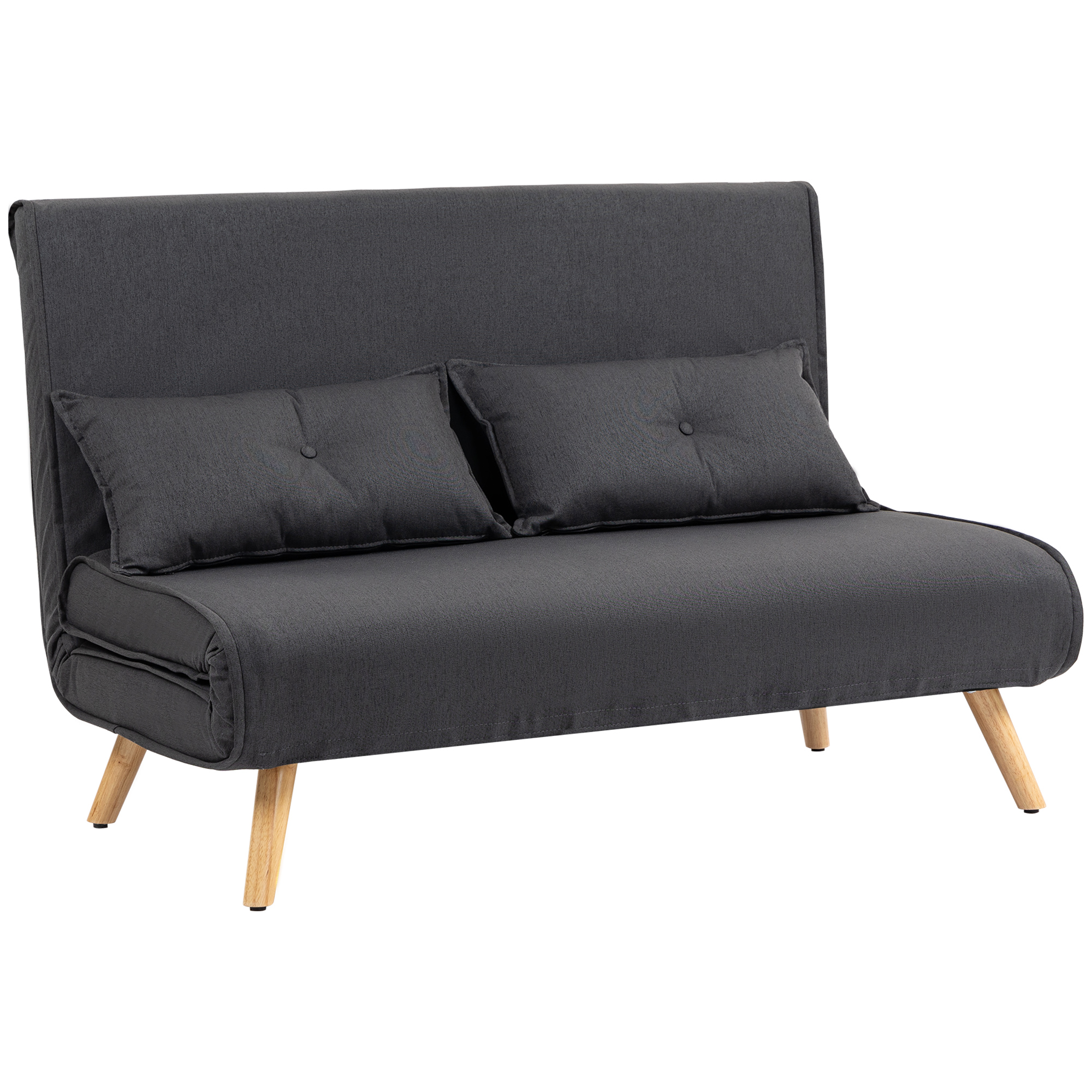 HERON Two Seater Linen Look Sofa Bed - Charcoal Grey