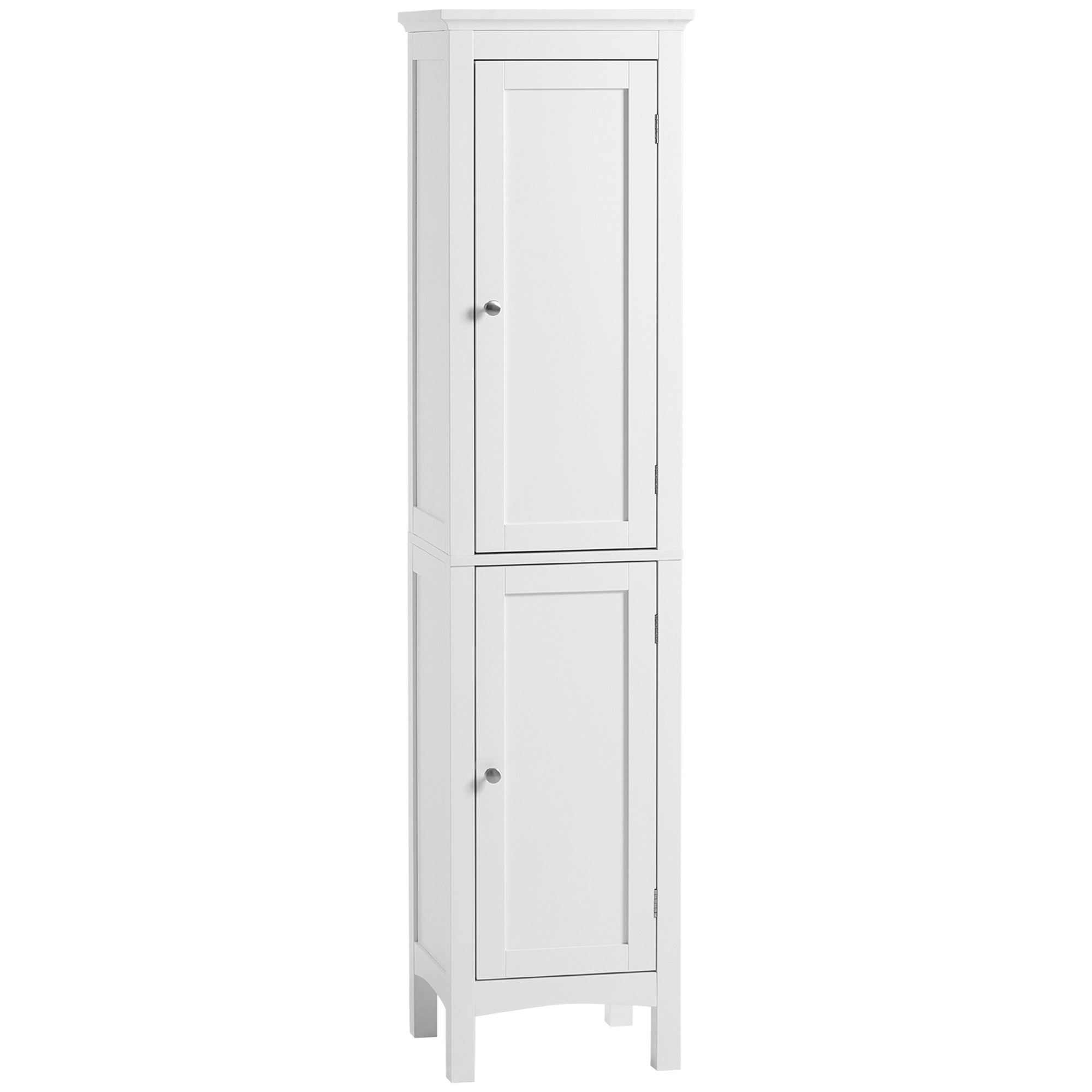 KANSAS Tall Bathroom Storage Unit Slim Cabinet Adjustable Shelves Double Door - White