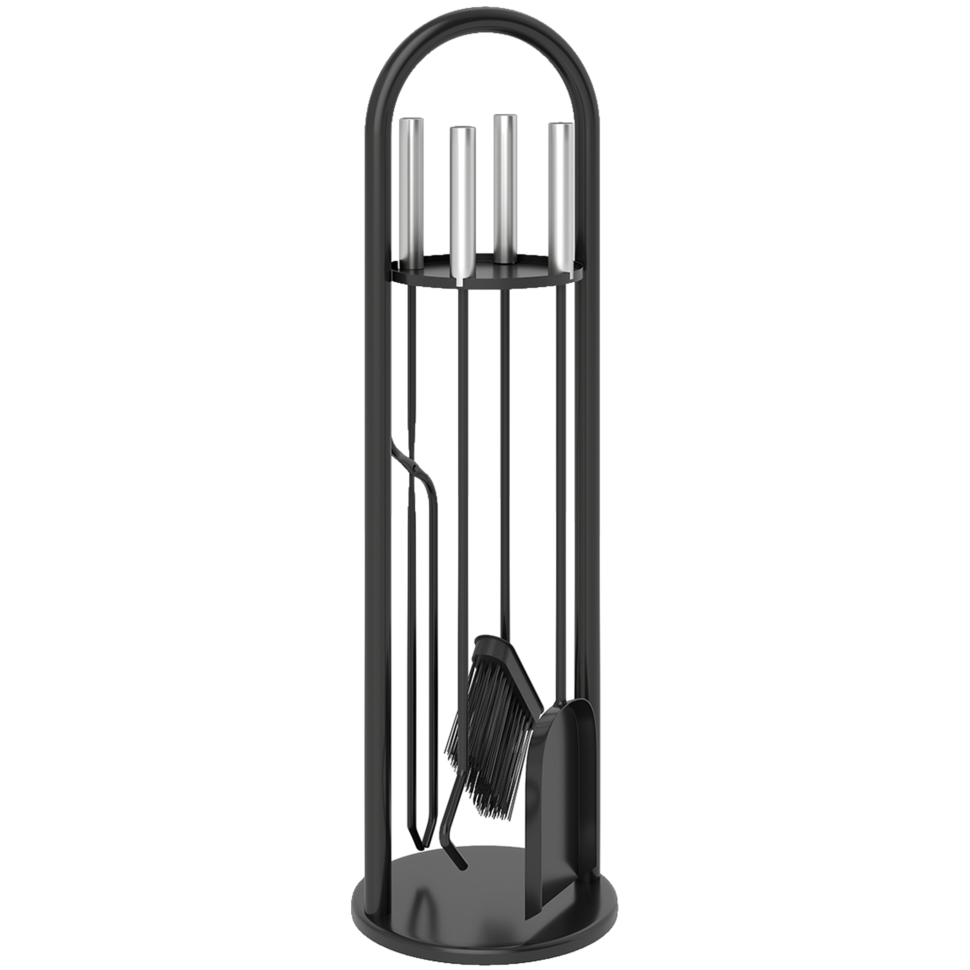 MELVIK 5 Pieces Fireplace Tools Set Metal Fireside Companion Set - Silver