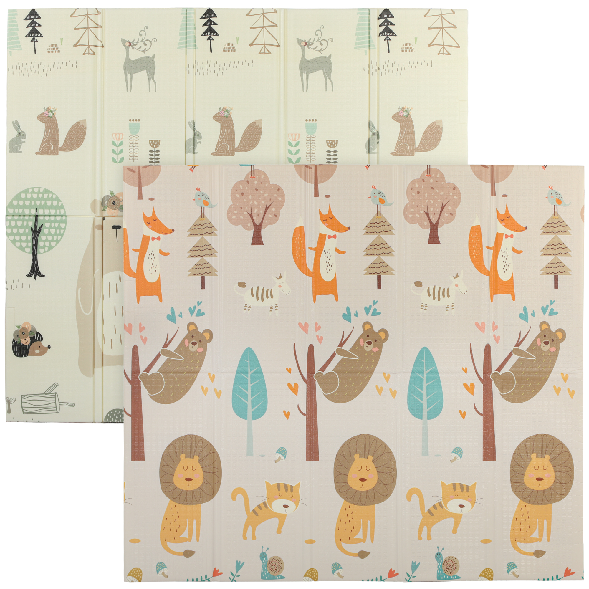AIVAGO Baby Play Mat, Double-Sided Foldable Crawling Mat, Reversible Waterproof - Animal