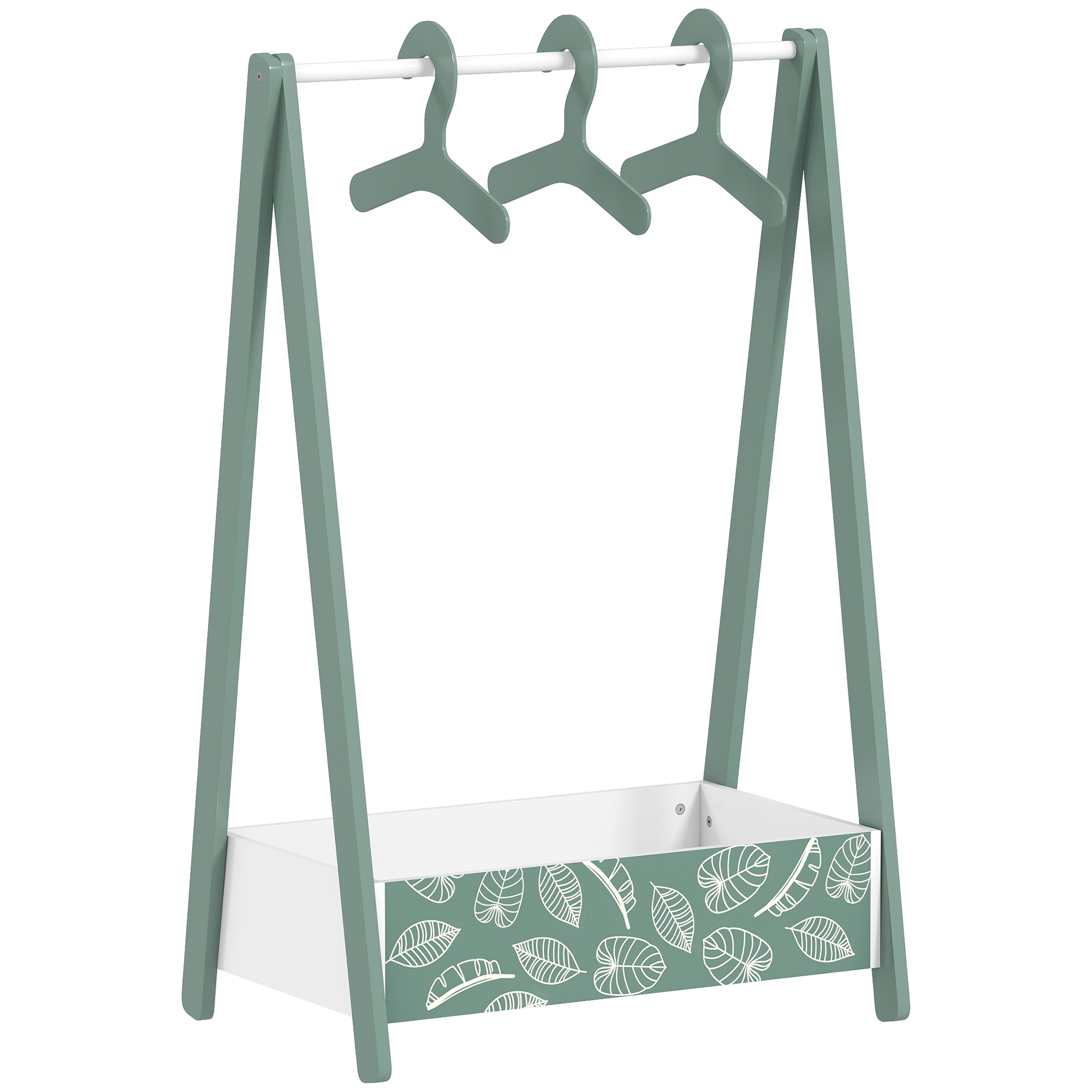 ARVIAN Baby Clothing Rack Wooden with Hangers and Storage Shelf - Green
