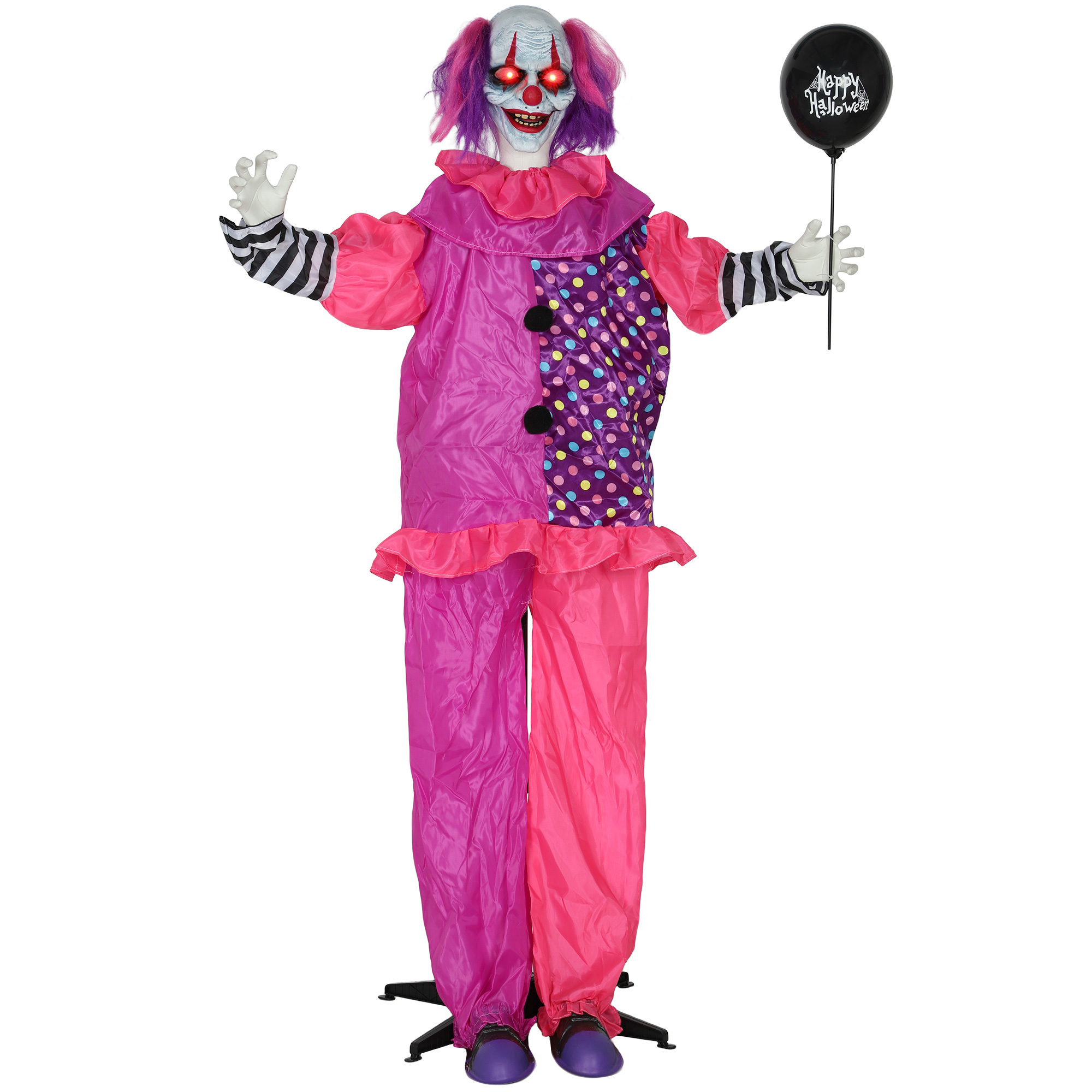 Halloween 183cm Scary Animated Clown Decoration - Pink