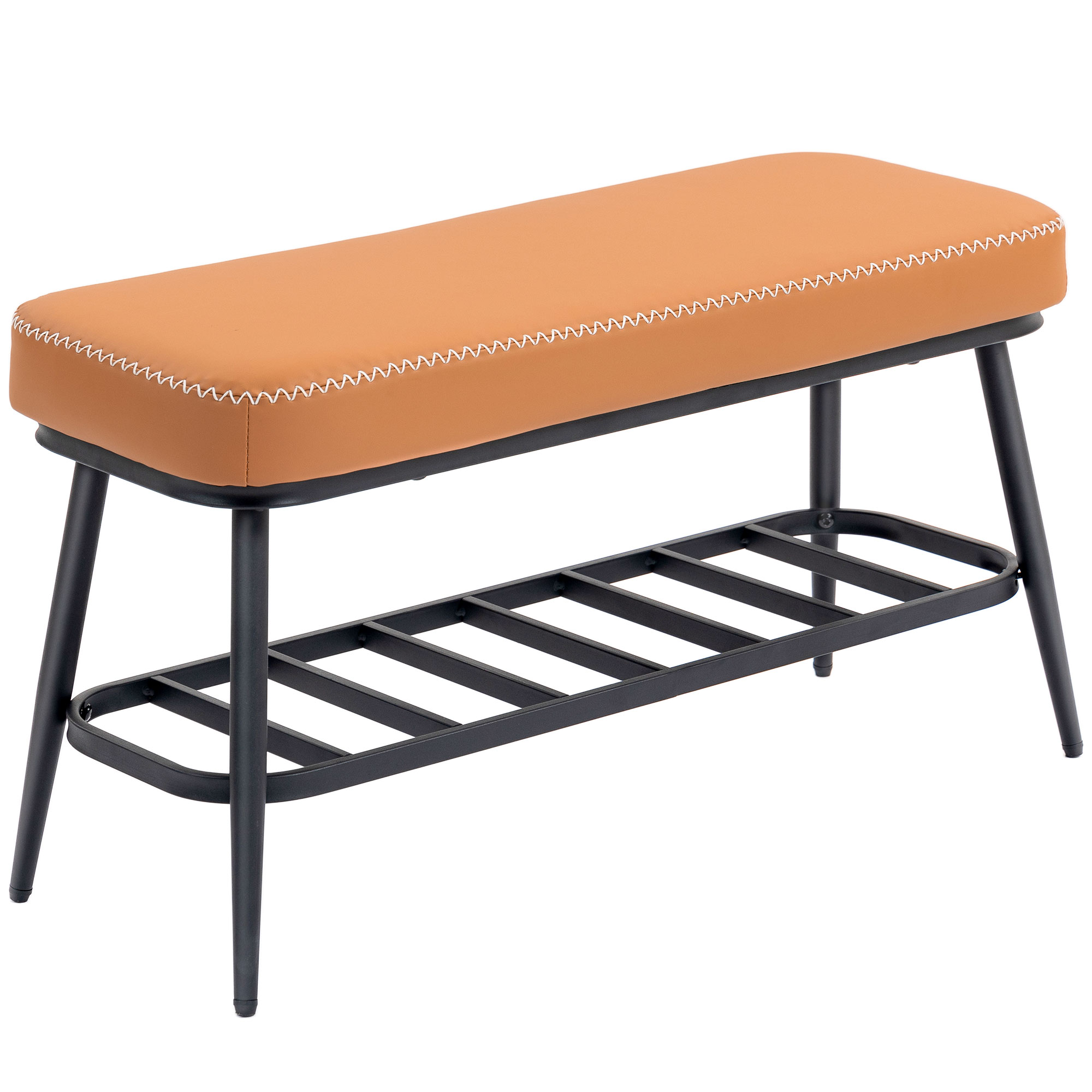 ELDHAM PU Leather Shoe Storage Bench - Brown