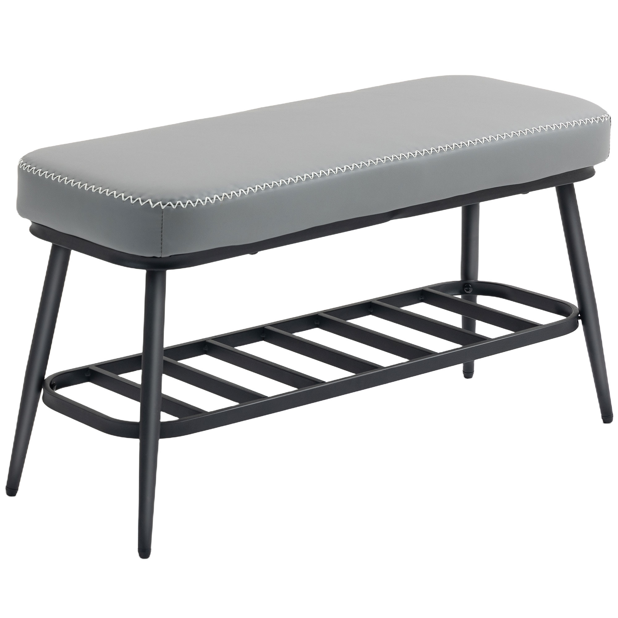 ELDHAM PU Leather Shoe Storage Bench - Grey