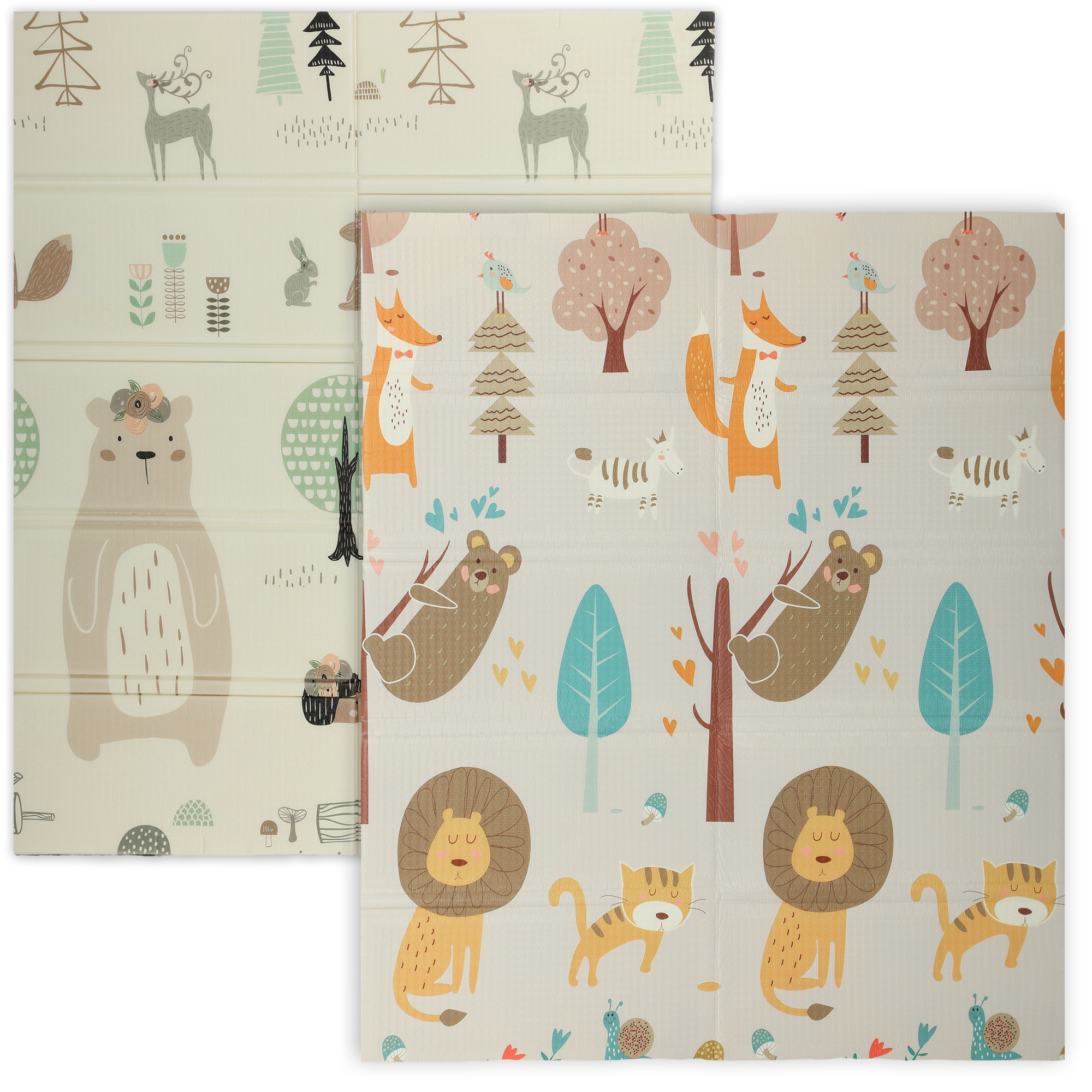 AIVAGO Animal-Themed Foldable Baby Play Mat Double-Sided 177 x 146 cm - Multi