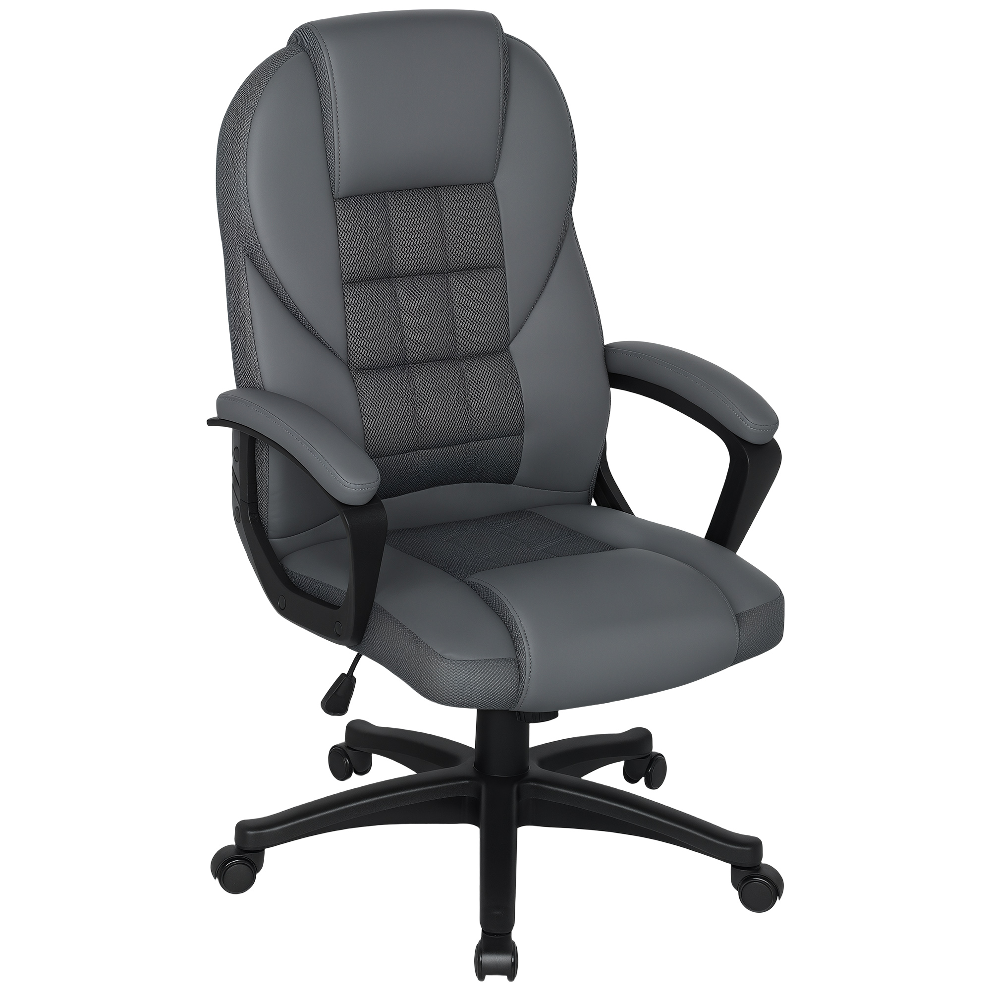 HERON Faux Leather Office Chair - Charcoal Grey