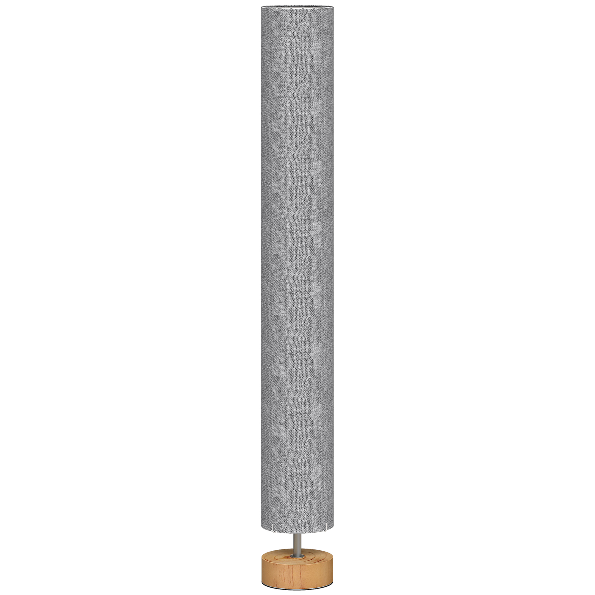 TORVIC LED Floor Lamp Wooden Linen Shade Standing Modern Lamp - Grey