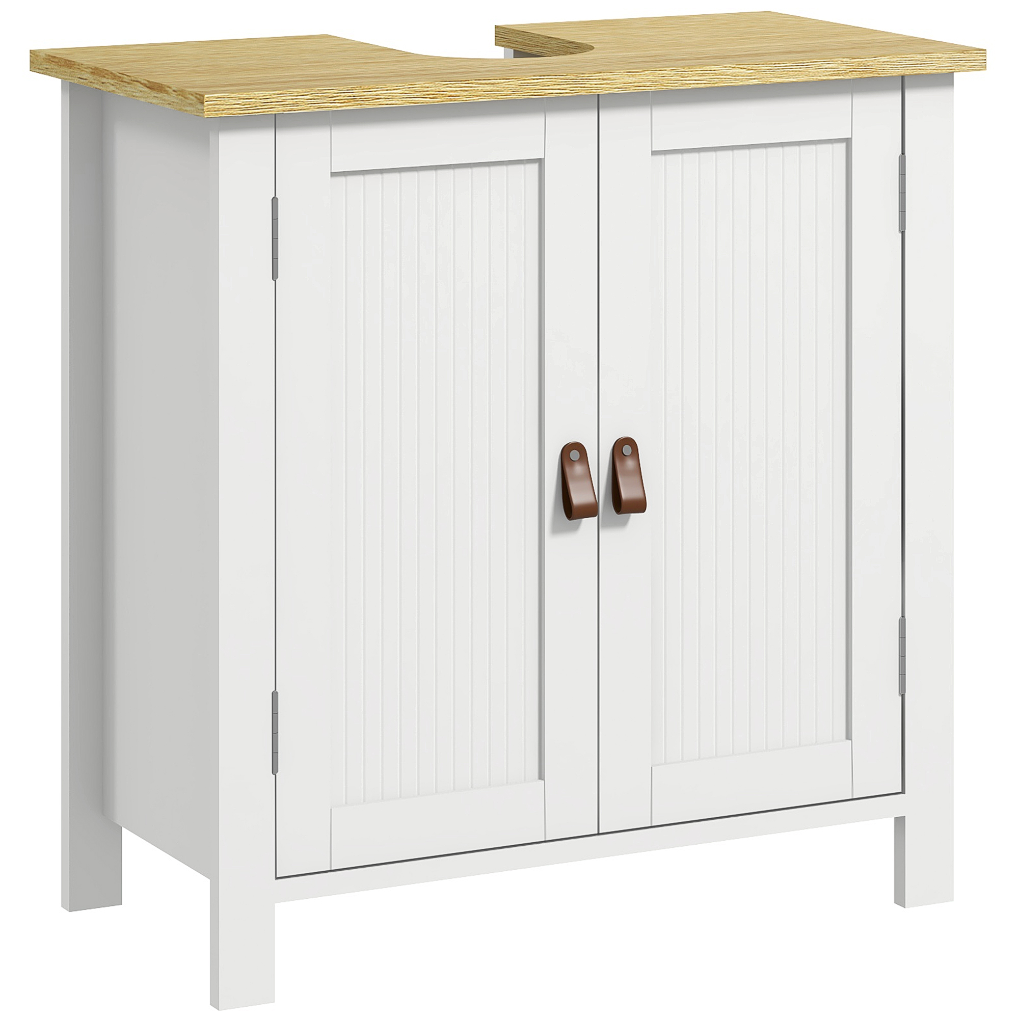 ANSFORD Under Sink Bathroom Cabinet for Basins without Pedestal - White and Natural