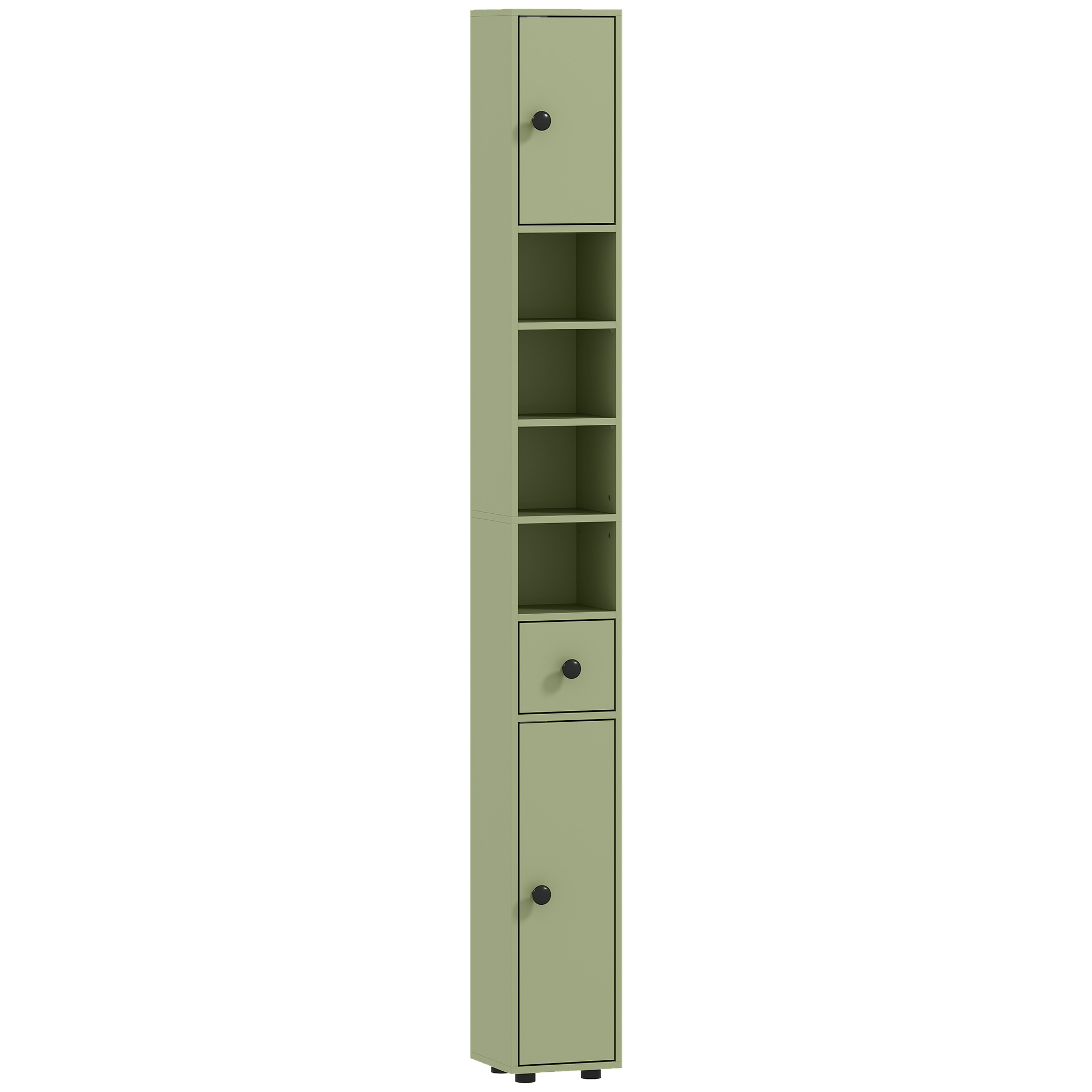 GRELL Slim Bathroom Cabinet with Drawer and Shelves - Green