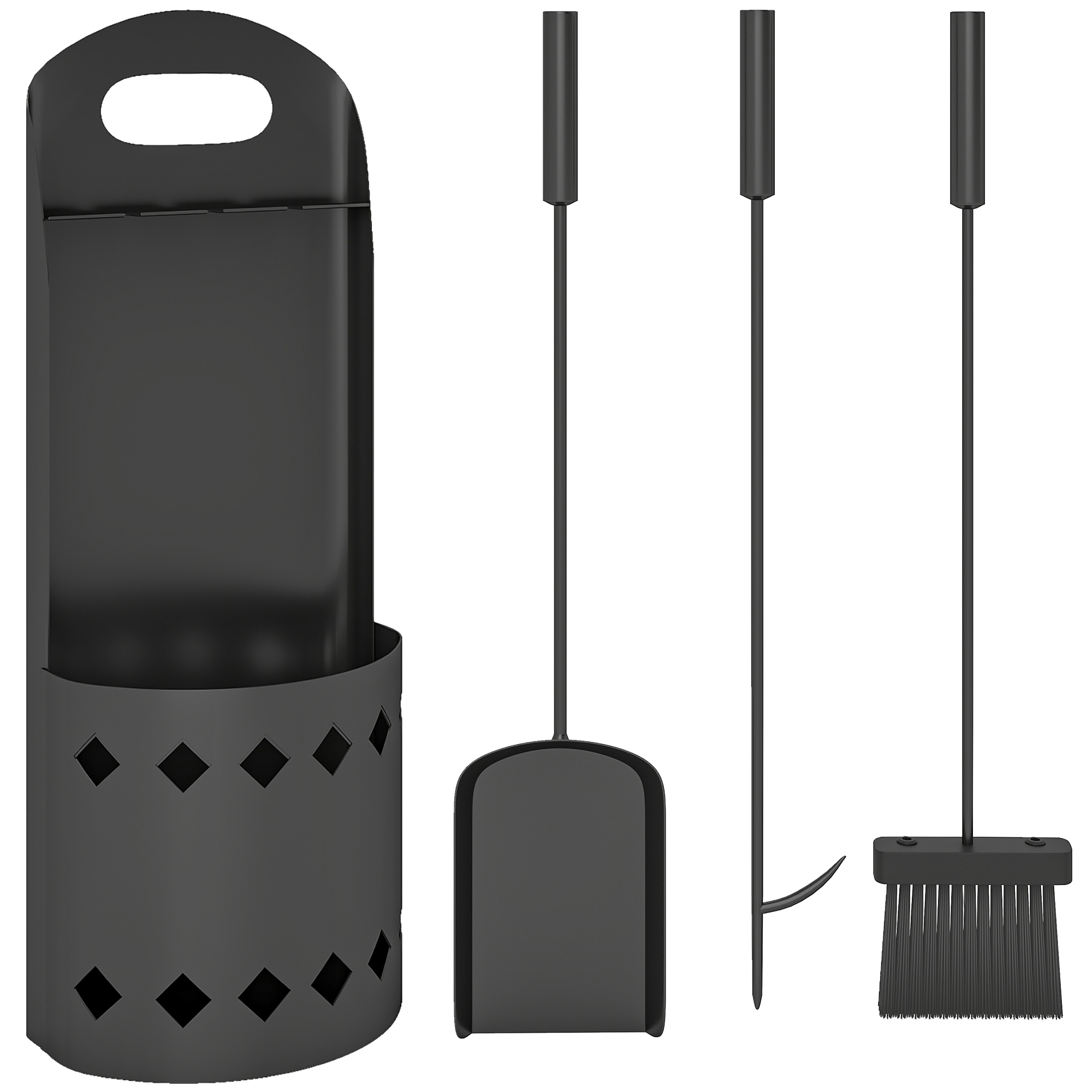 MODRIC 4 Pieces Fireplace Companion Set Metal Fireside Accessories - Black