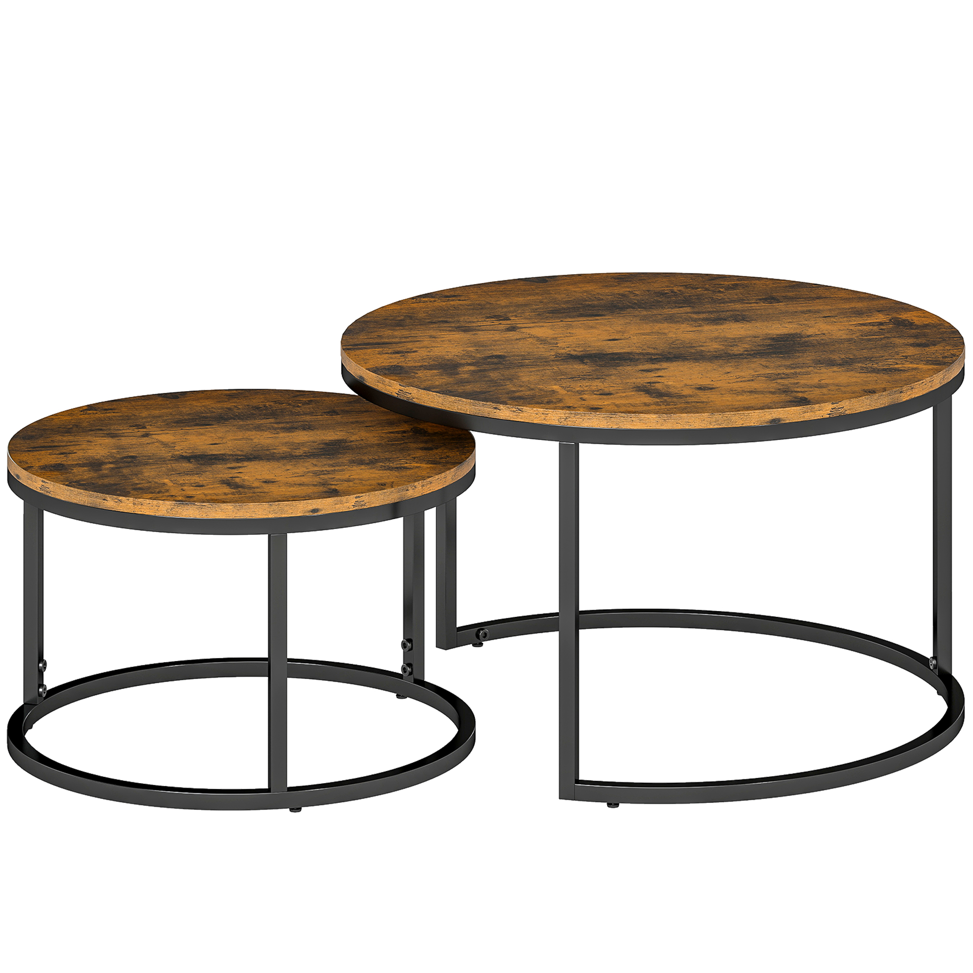 GALIX Set of 2 Coffee Table Stacking Design - Rustic Brown