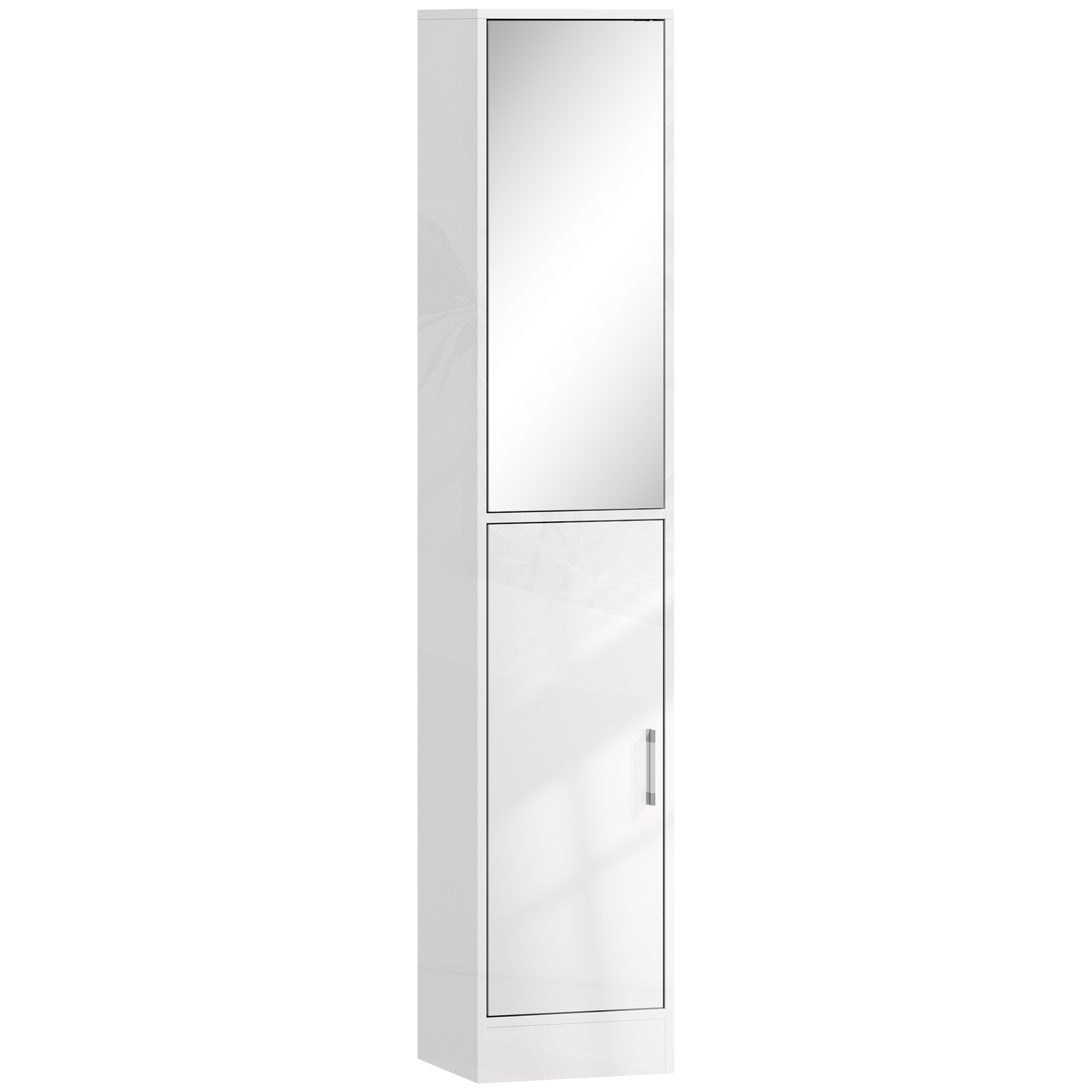 GORVIN Bathroom Cabinet Tall Storage Unit with Mirror - White
