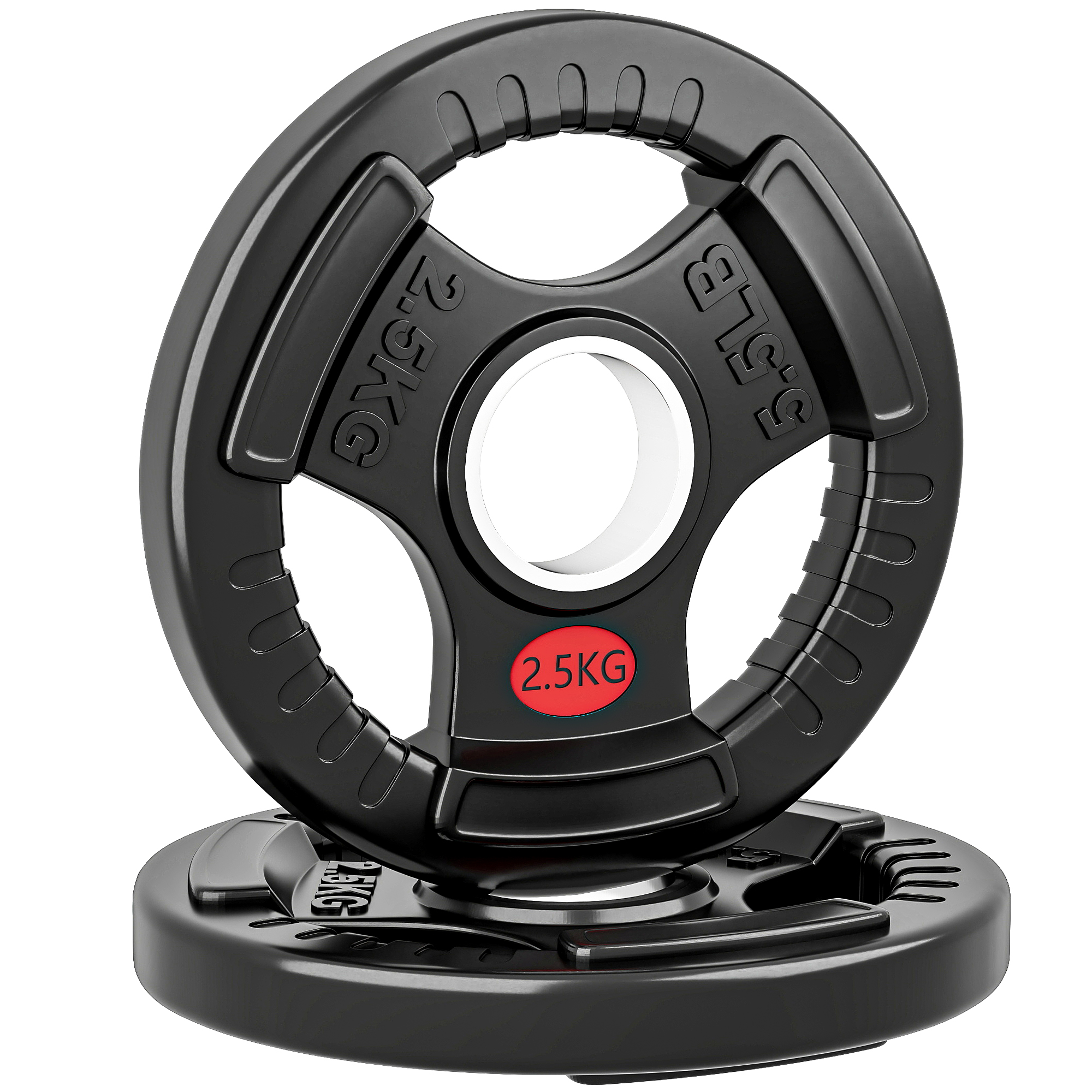 TMBER Olympic Weight Plates Steel Tri Grip 2.5kg Pair - Black