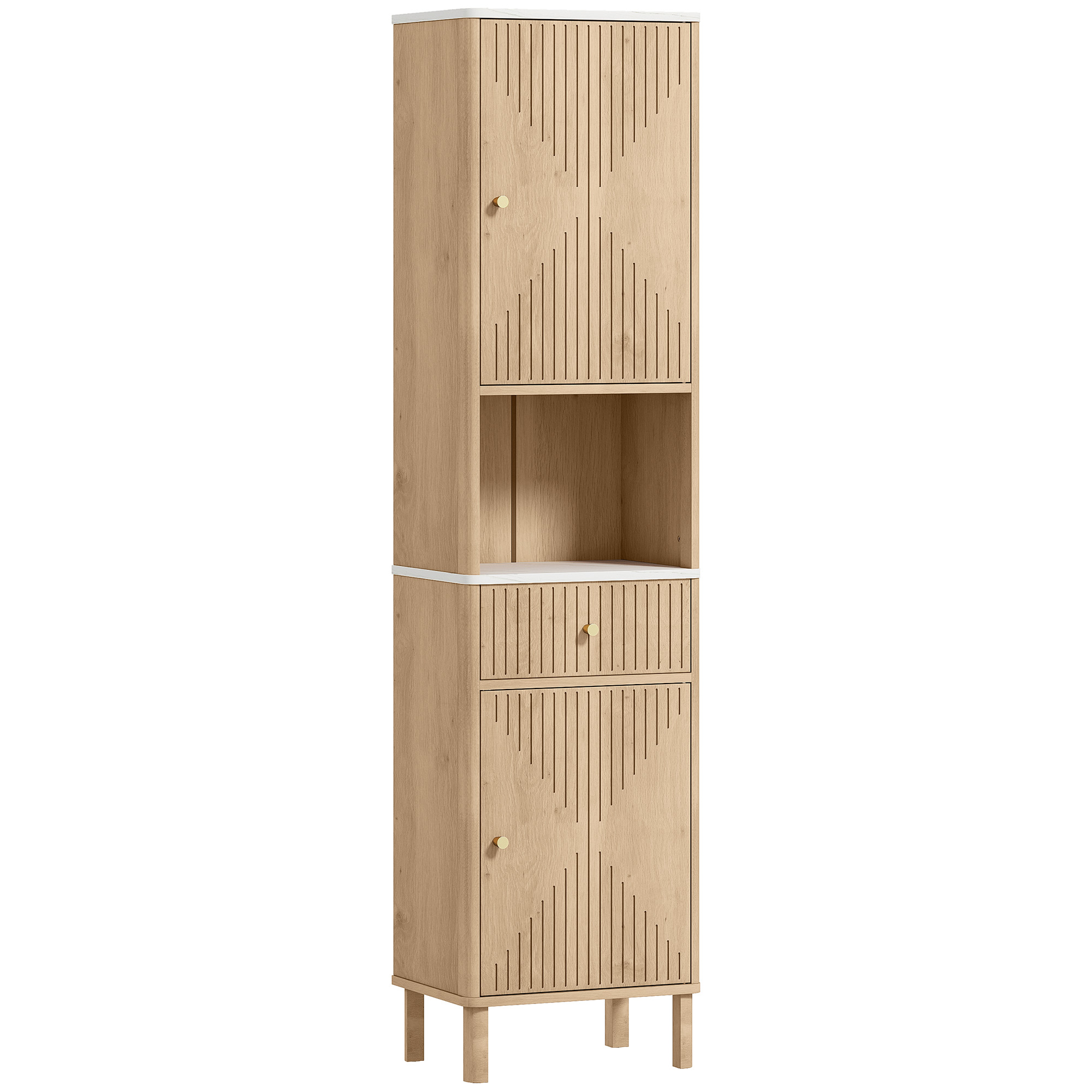 DEWTHORPE Multi-Storage Slimline Bathroom Cabinet Wooden - Wood Effect