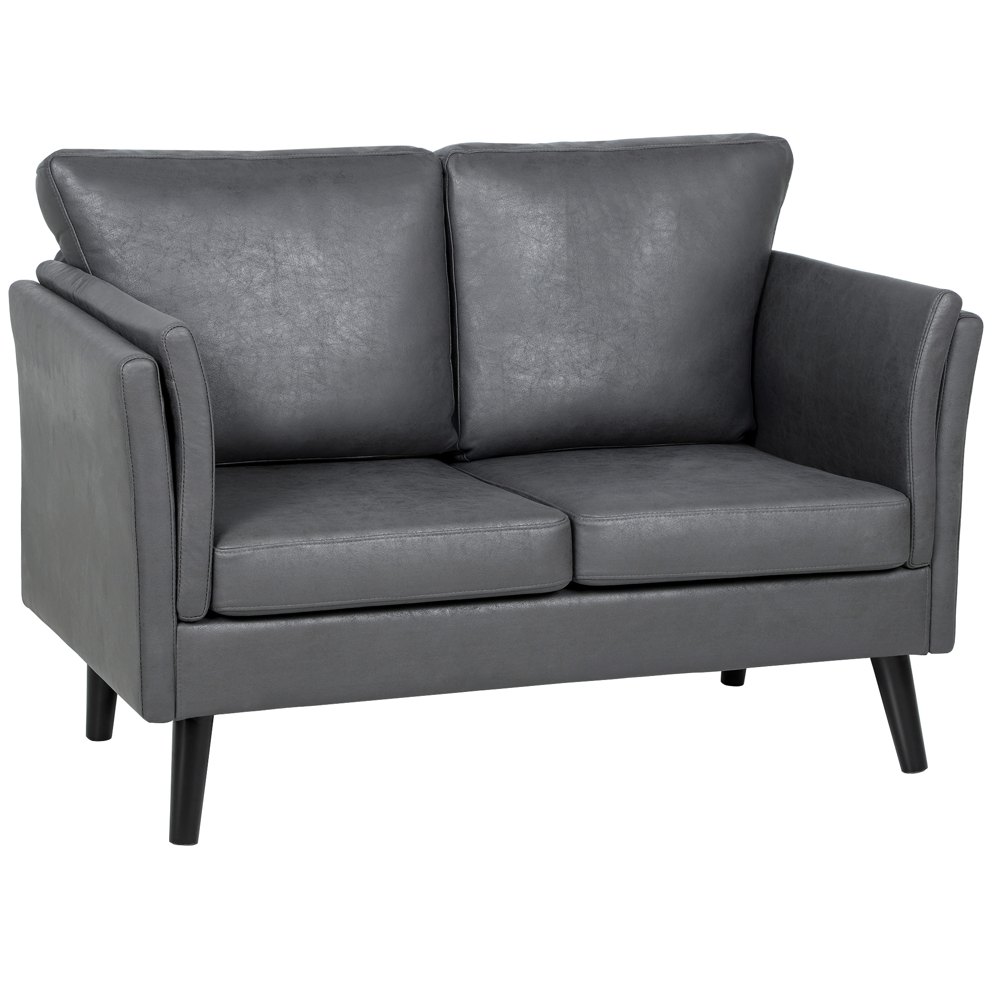 LAVRIC Leather 2 Seater Fullback Sofa - Grey