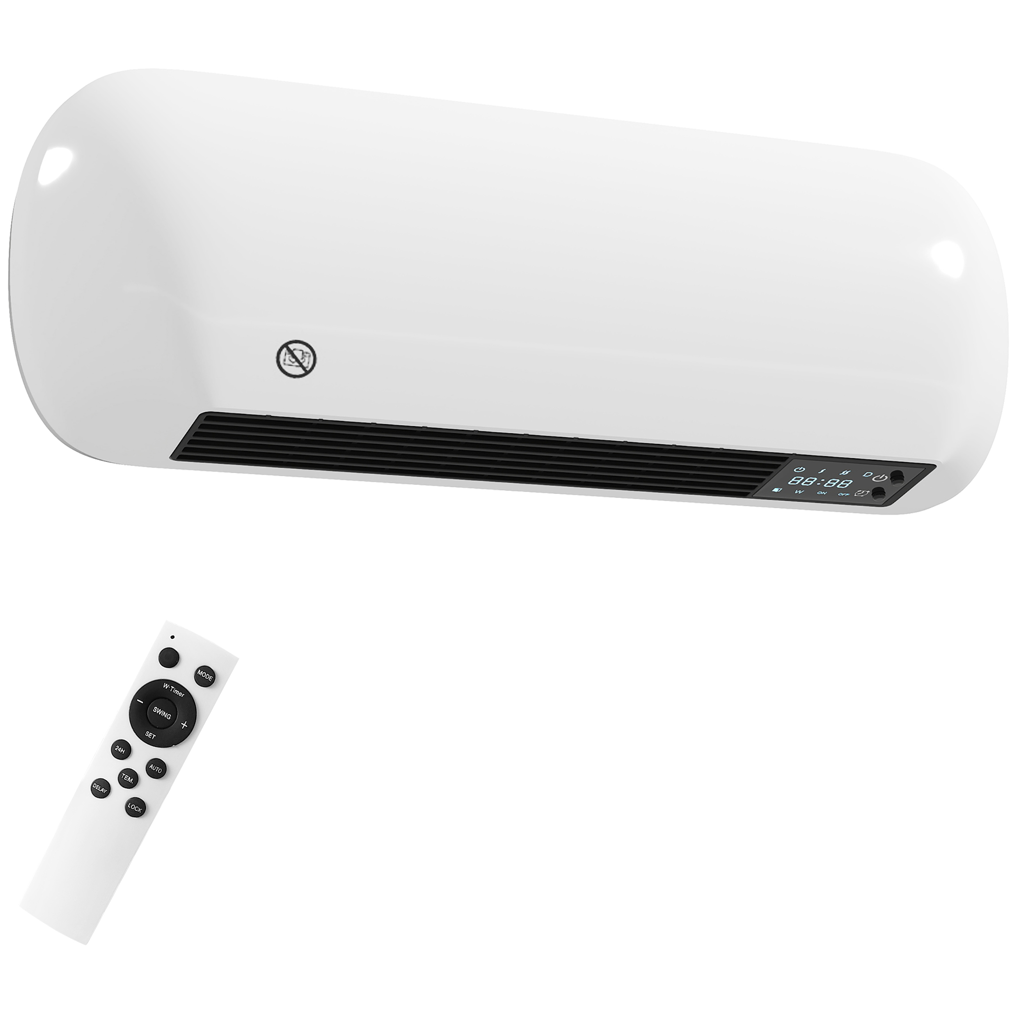 HENSMERE Electric Heater Ceramic Wall Mounted - White