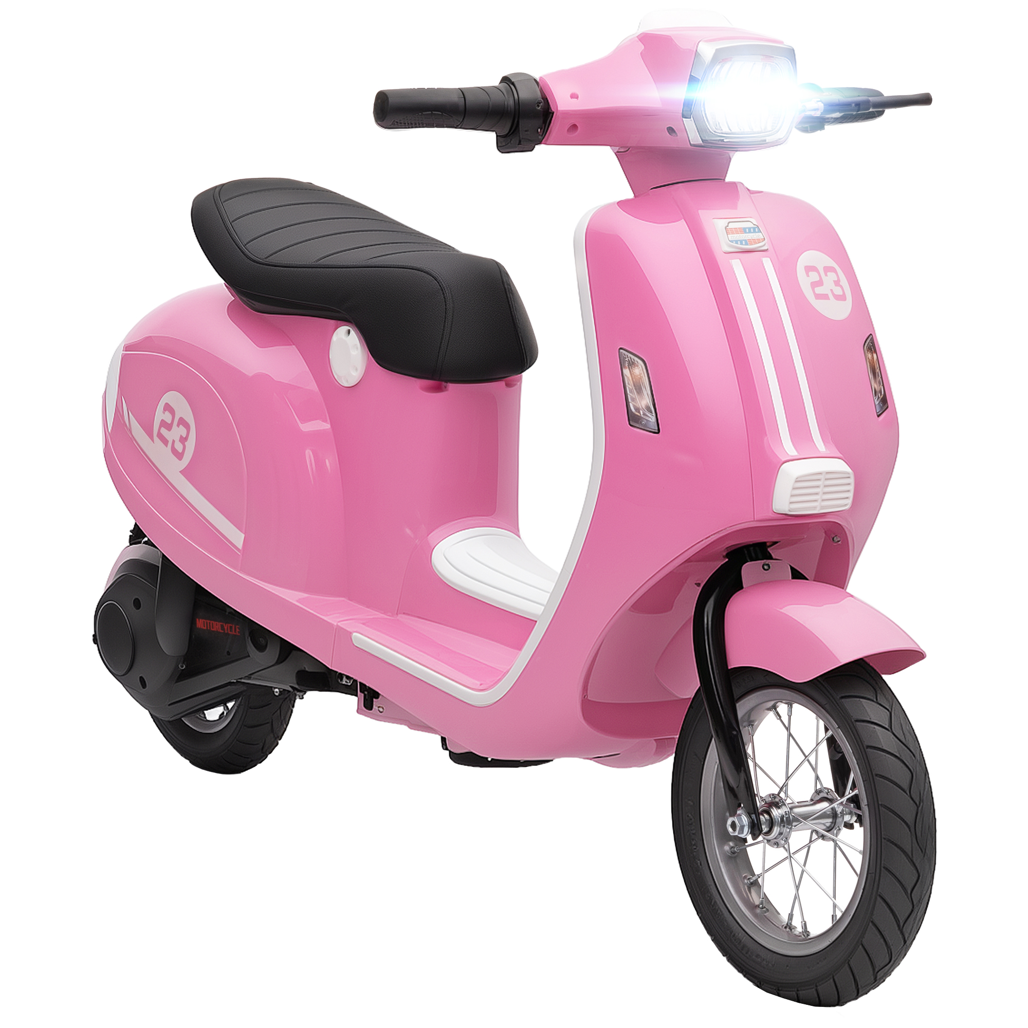 KIDSPLAY Kids Electric Motorbike Manual Throttle Brakes LED Lights - Pink