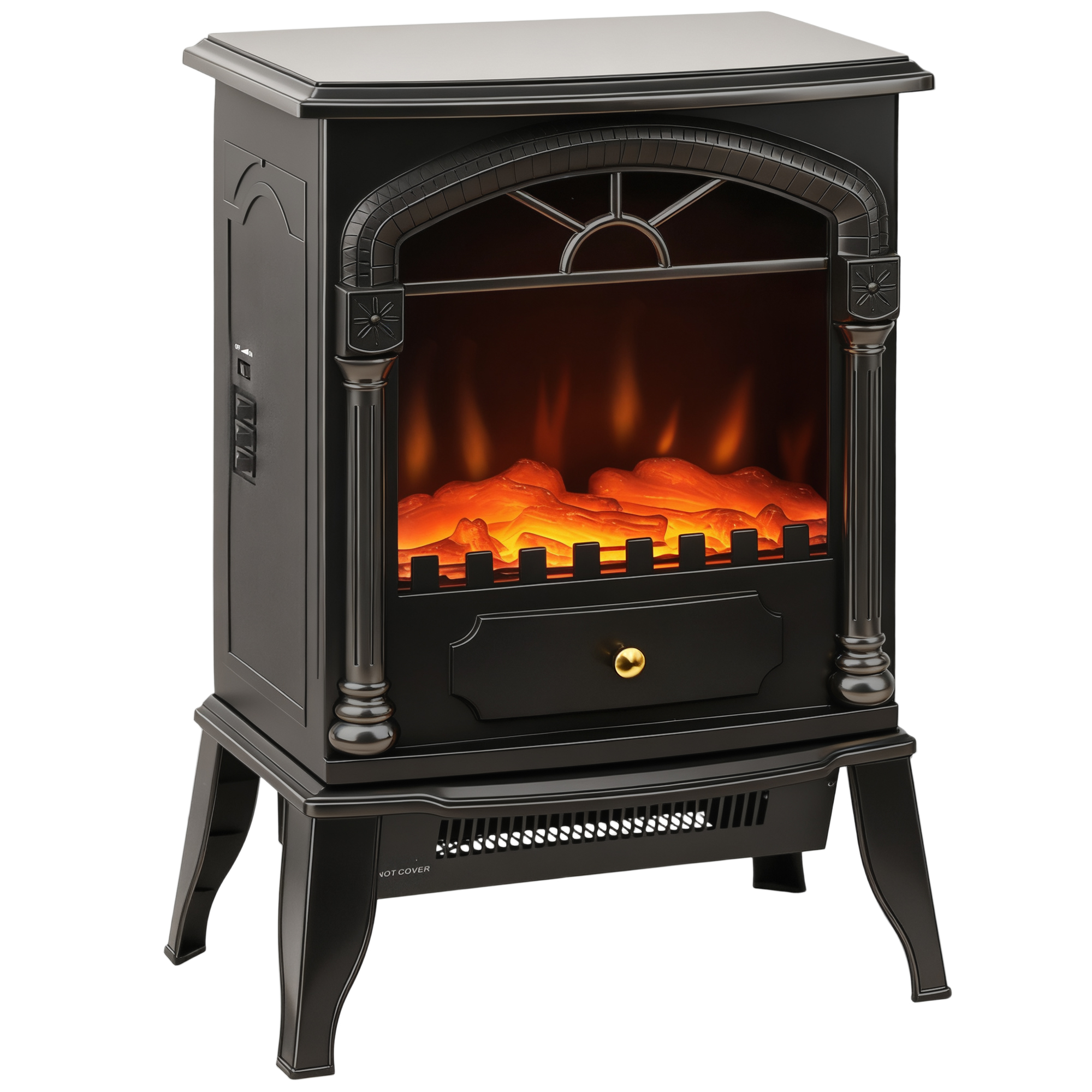 FALREN Electric Fireplace Stove Plastic 3D Flame Heater - Black