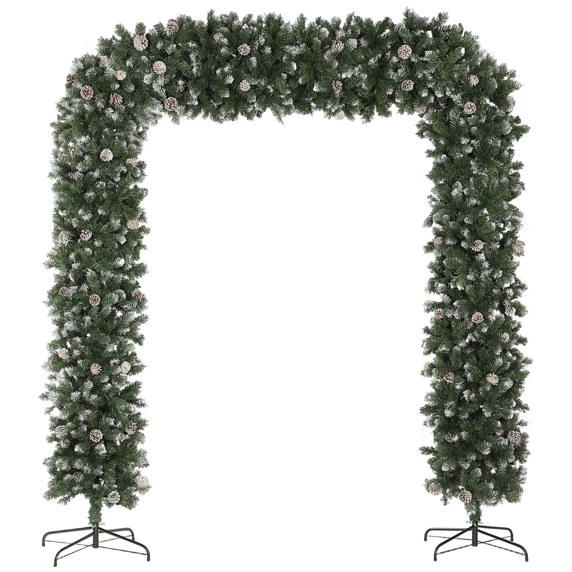 MELIX Christmas Tree Arch Plastic Snow Frosted Artificial Metal Stand 2100 Tips - Green