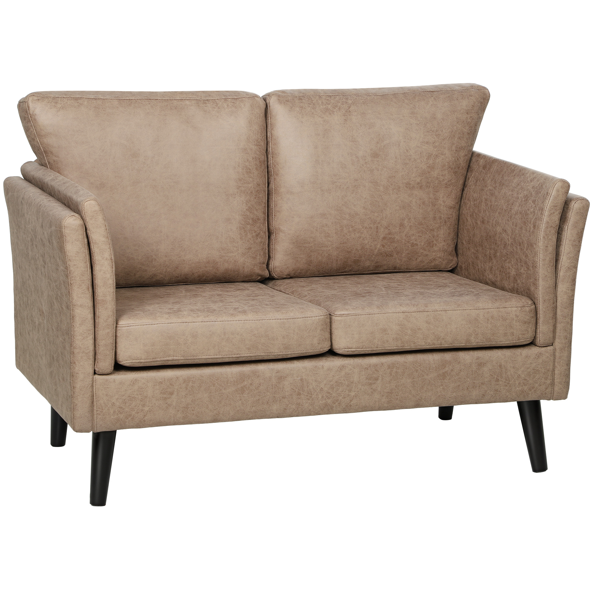 LAVRIC Leather 2 Seater Fullback Sofa - Brown