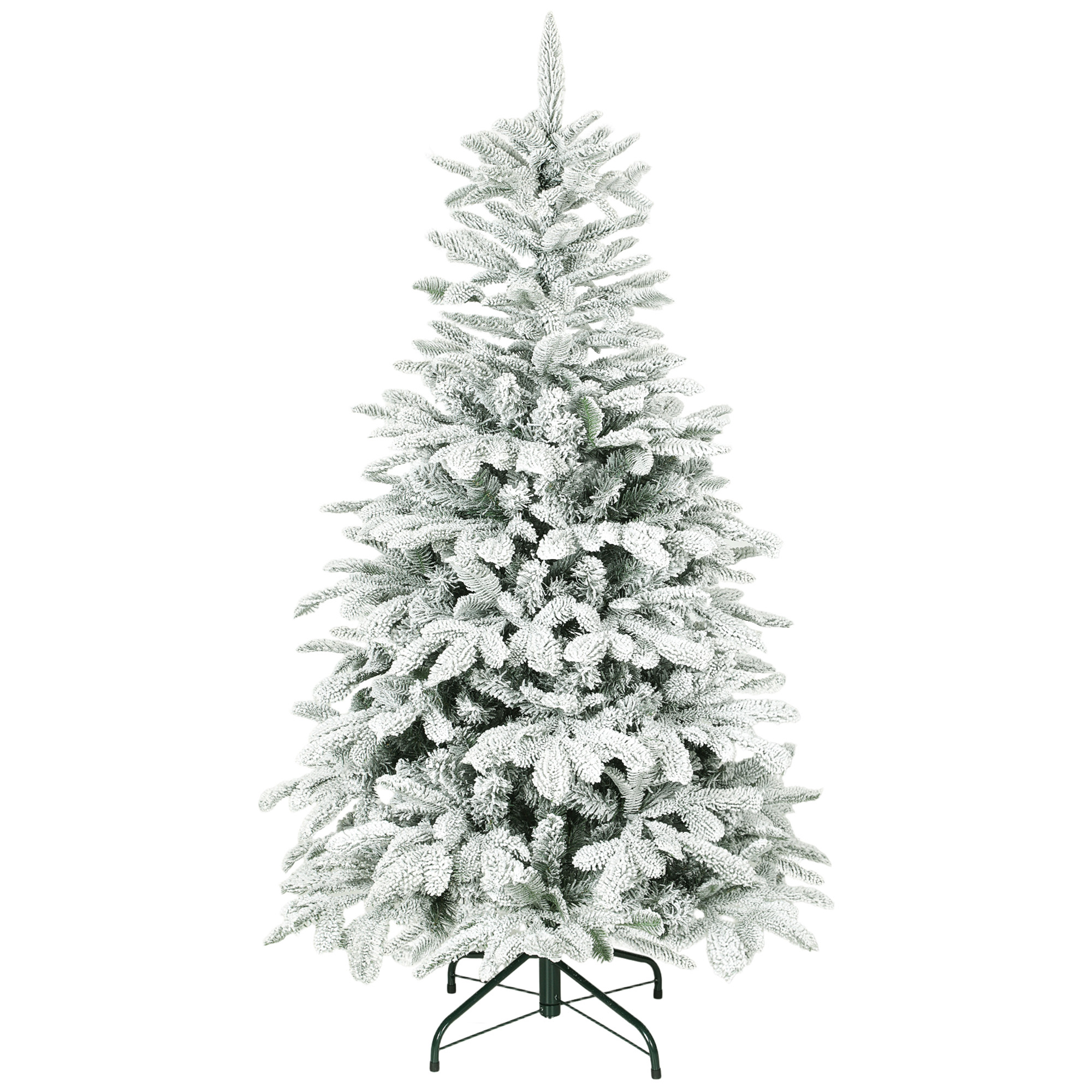 LURETH Artificial Flocked Christmas Tree Plastic Hinged Stand - Green