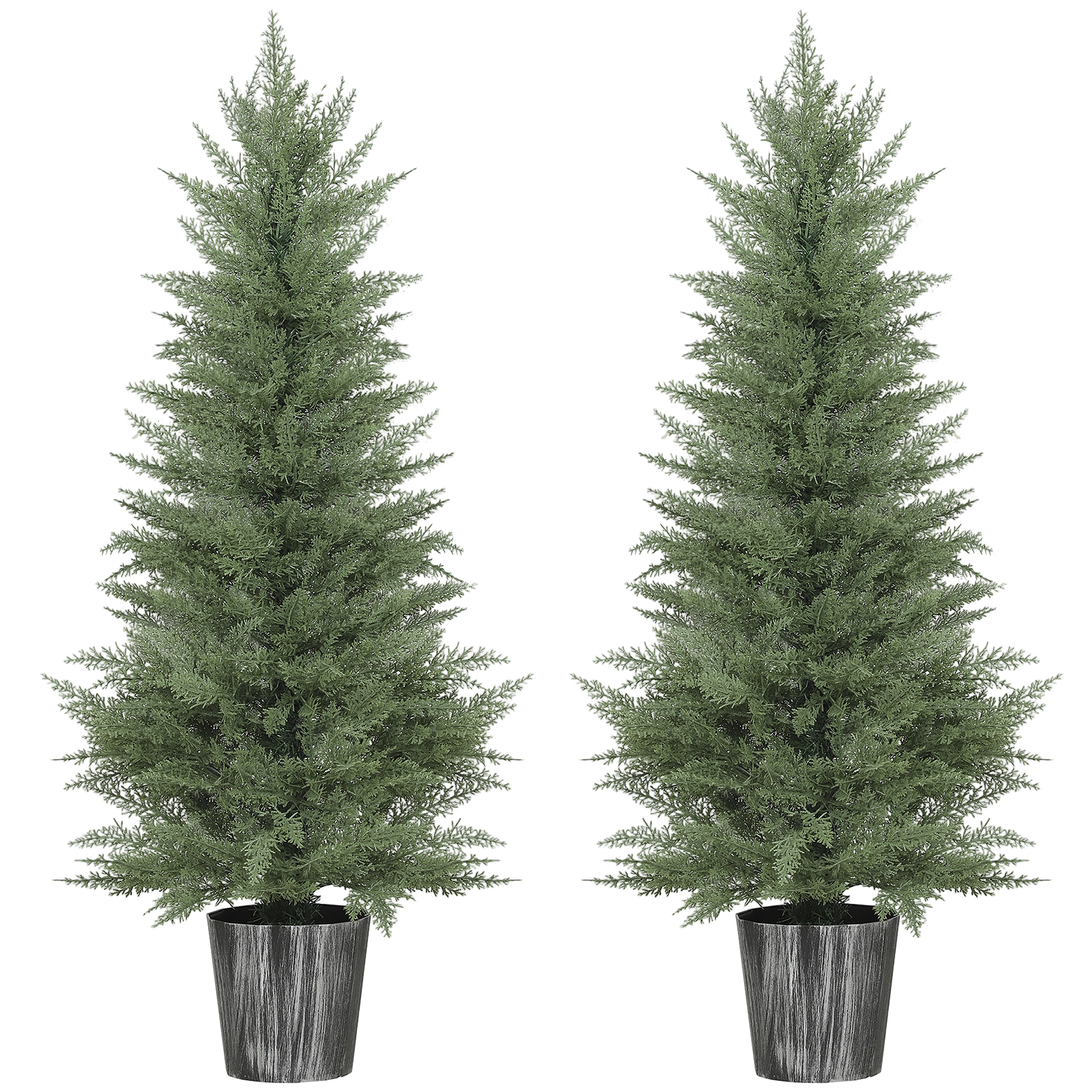 LUMIS Artificial Cypress Trees Set of 2 PE Decorative Pot Indoor Outdoor 135cm - Green