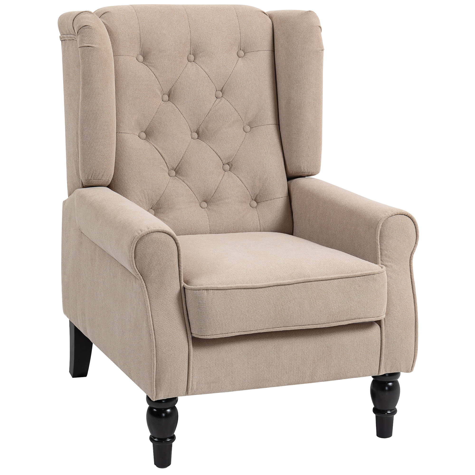 FYNTRA Velvet Button Tufted Armchair - Beige