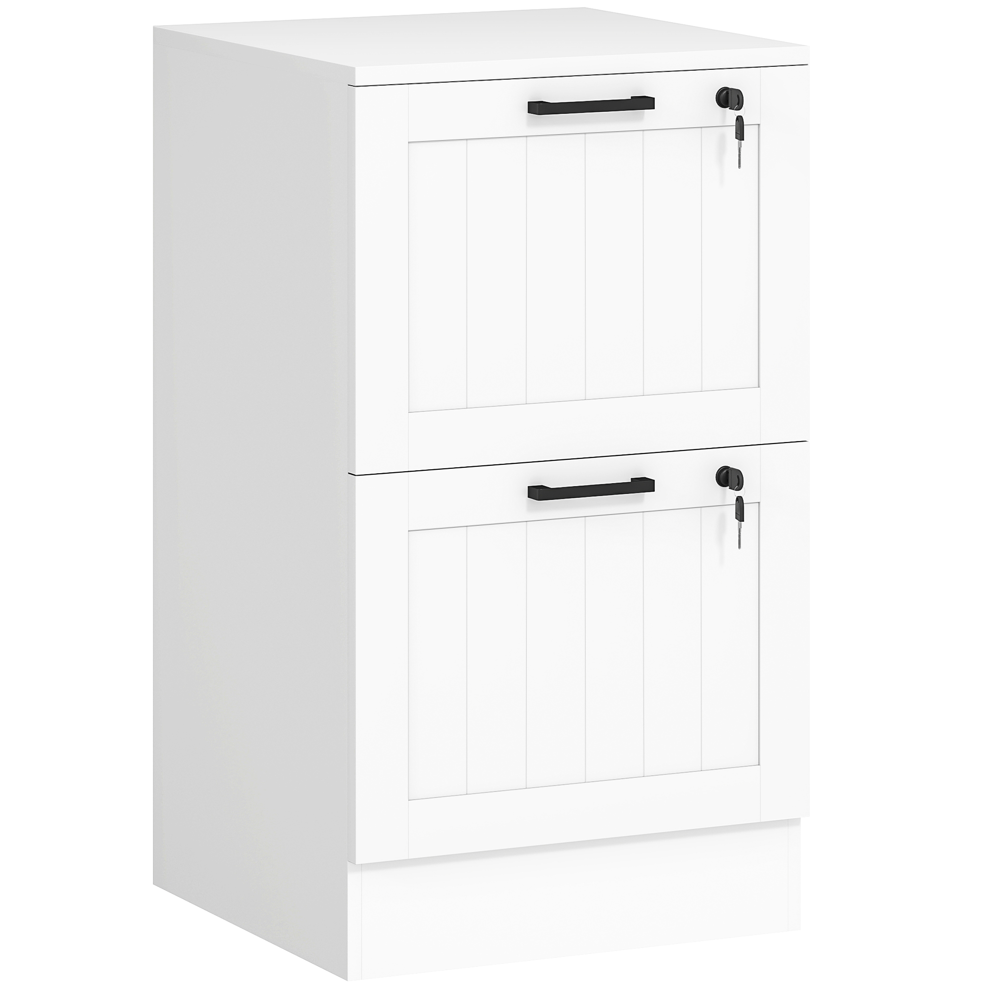 SOLVEN Filing Cabinet Wooden Office Storage 2 Drawer - White