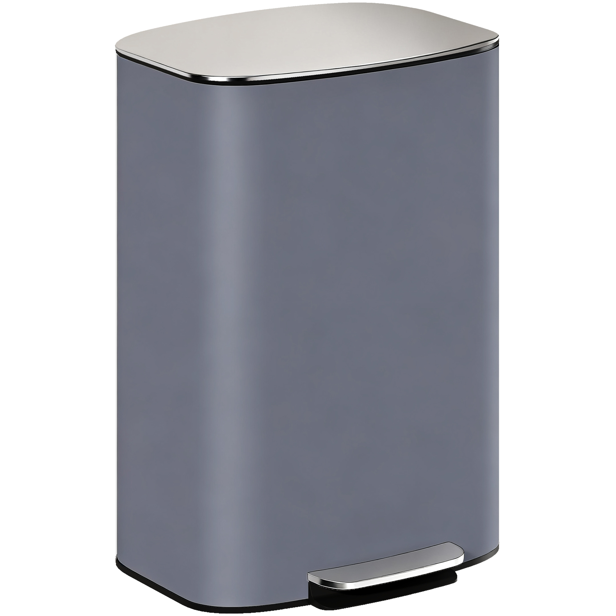 SAVRIC Pedal Kitchen Rubbish Bin Stainless Steel Soft Close Stay Open 50L - Grey