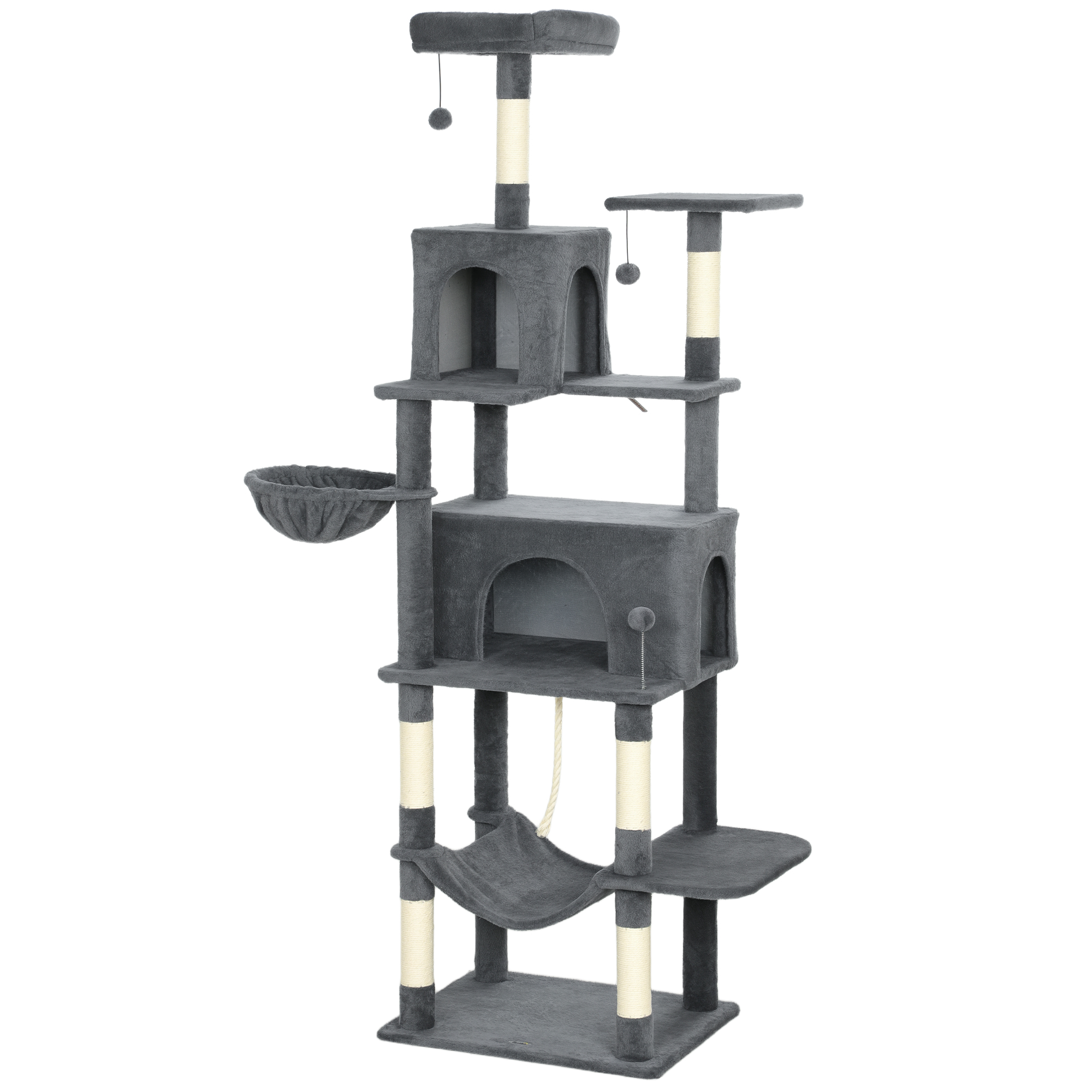 WEXOR Large Cat Tree Particle Board Multi Level Hammocks Condos - Grey