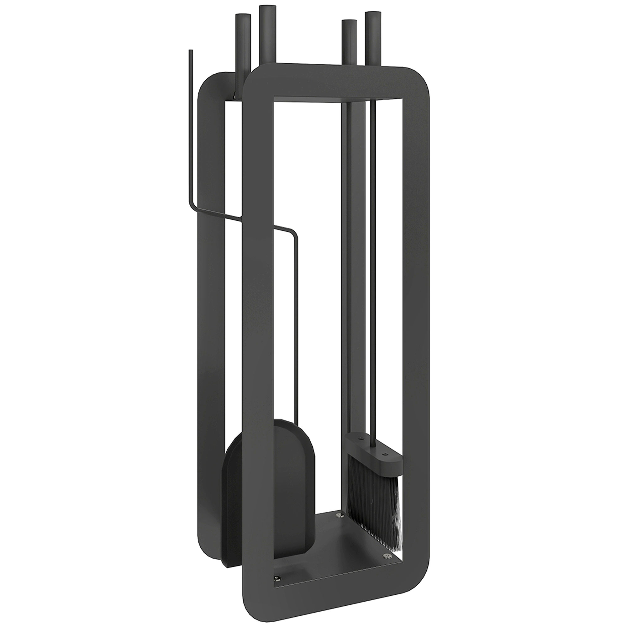 MELVO 5 Pieces Fireplace Companion Set Metal Fireside Accessories - Black