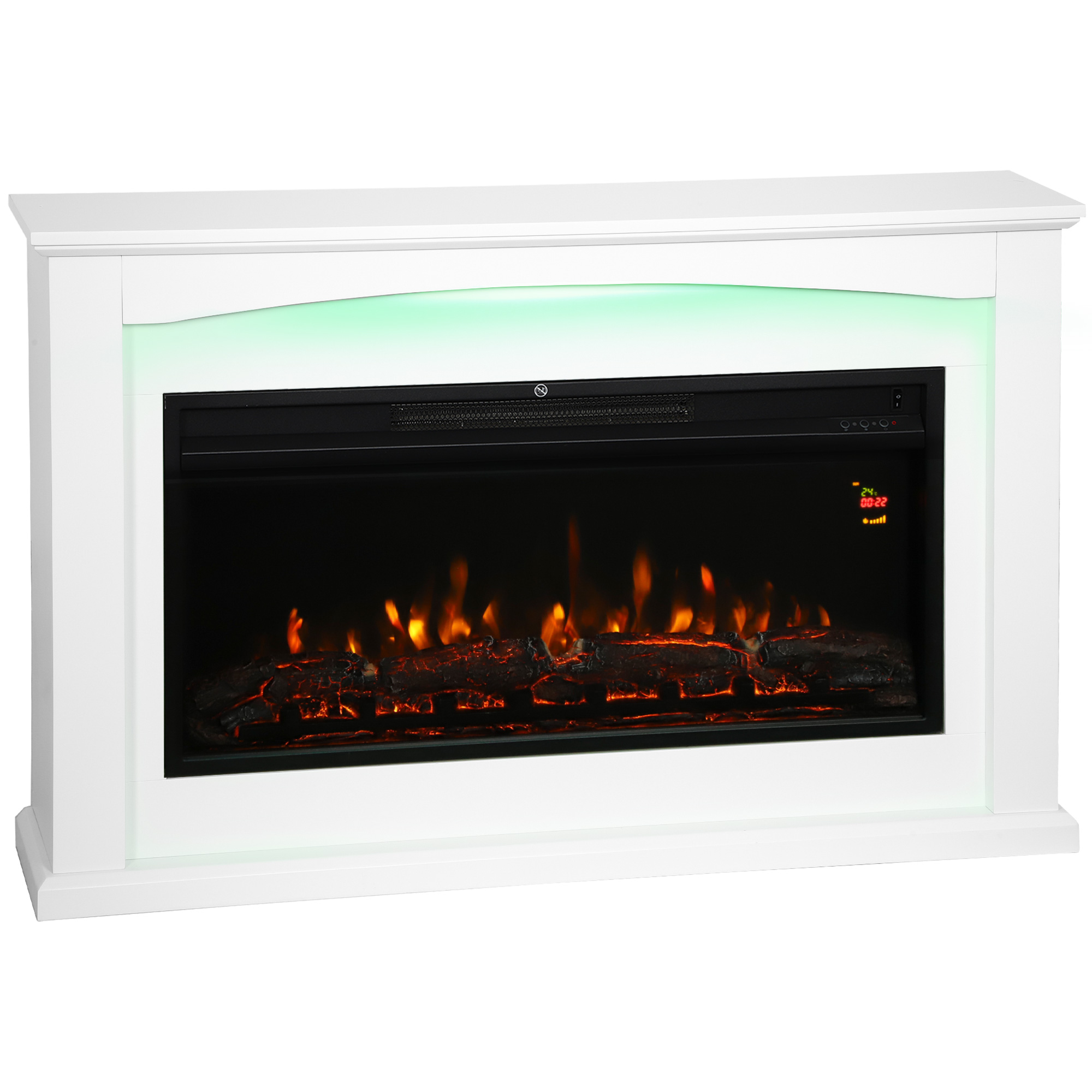 ELWEN 2000W Faux Flame Electric Fireplace - White