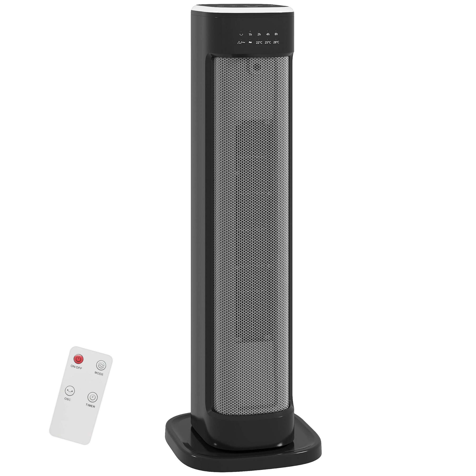 FENDOL Electric Heater Ceramic Timer 3 Heat Settings - Black