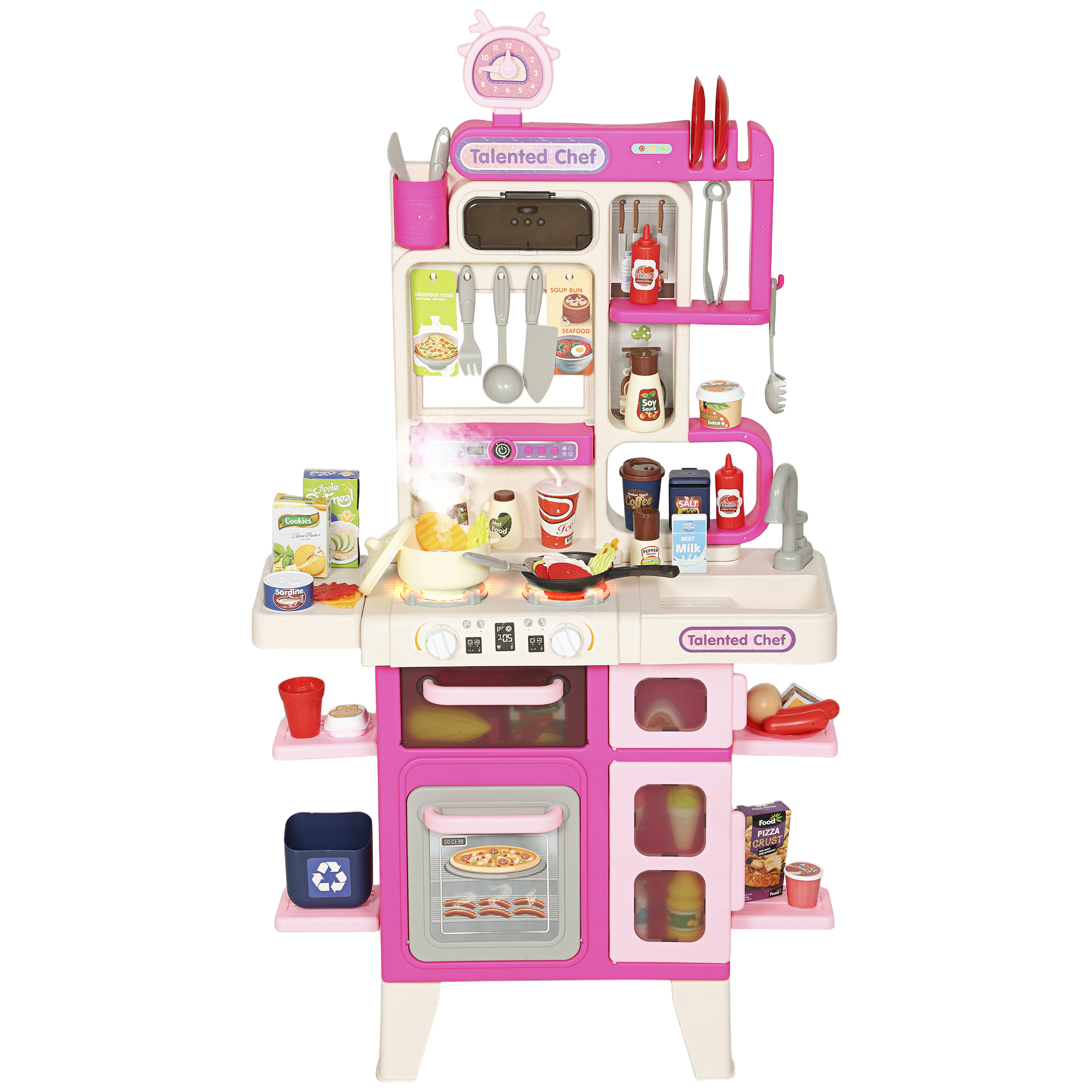 AURVEN Pretend Play Kitchen Set Kids Toy Kitchen - Pink