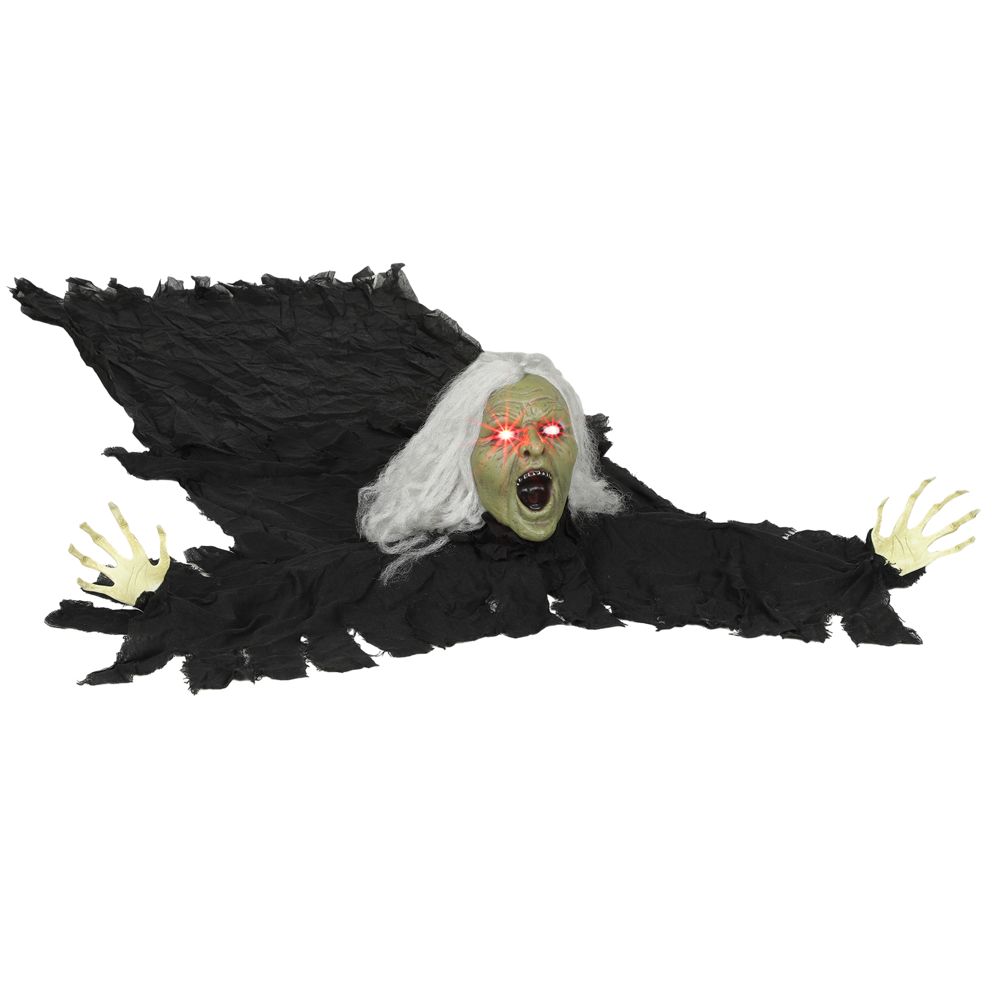 Life Size Crawling Zombie Polyester LED Eyes Halloween Decoration - Black
