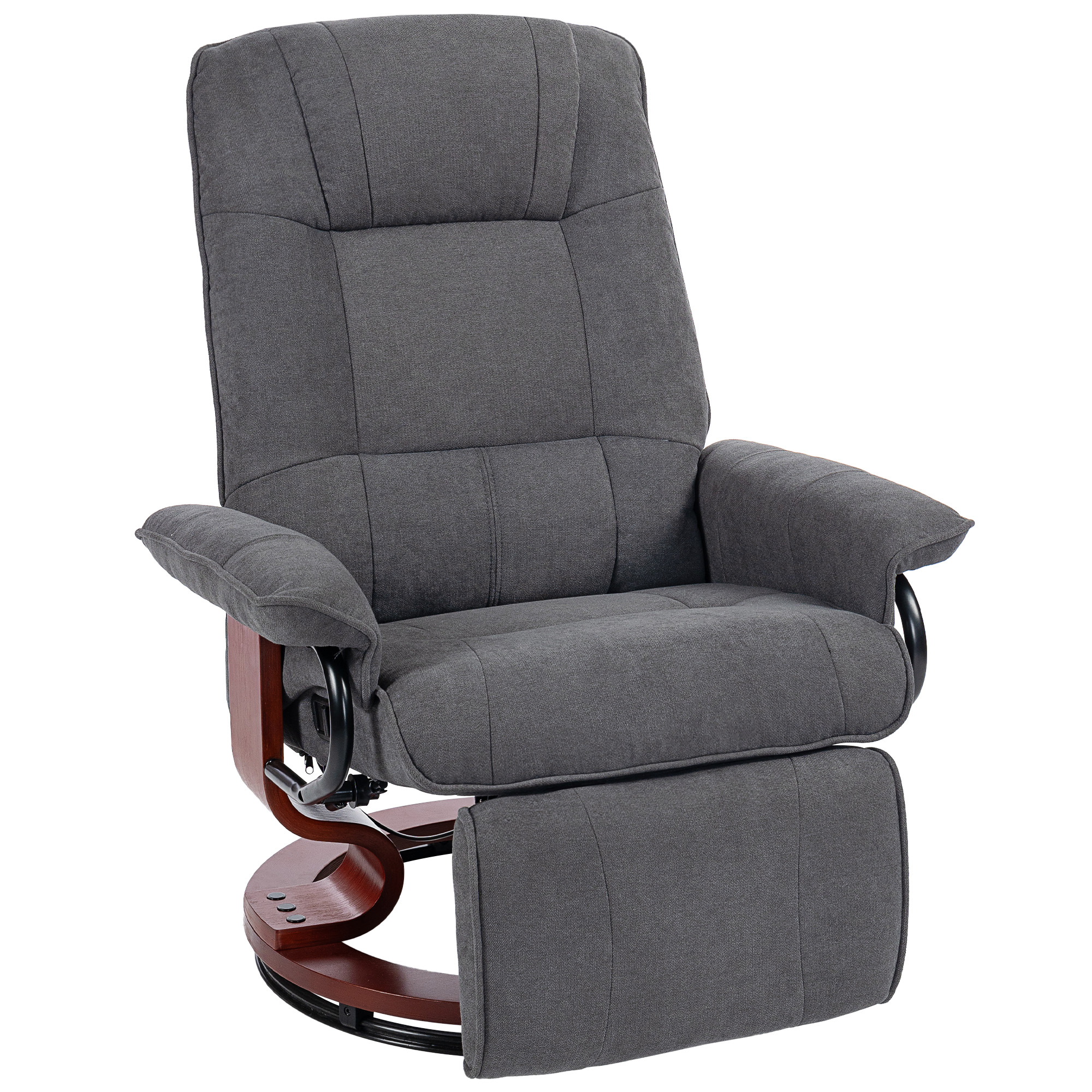 FROWEN Linen Recliner Swivel Chair with Footrest - Grey