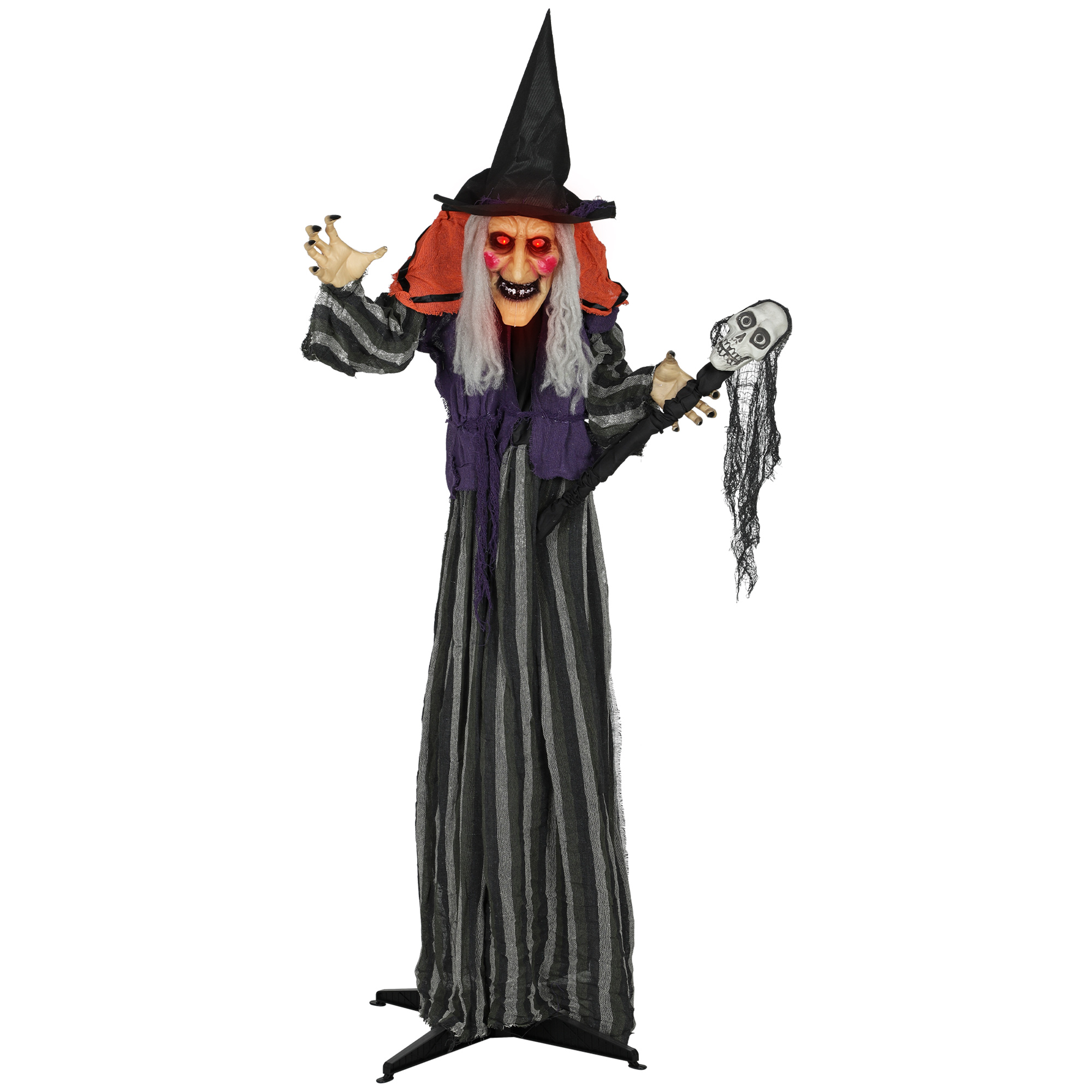 Life Size Halloween Animated Moving Witch Steel Decoration - Purple