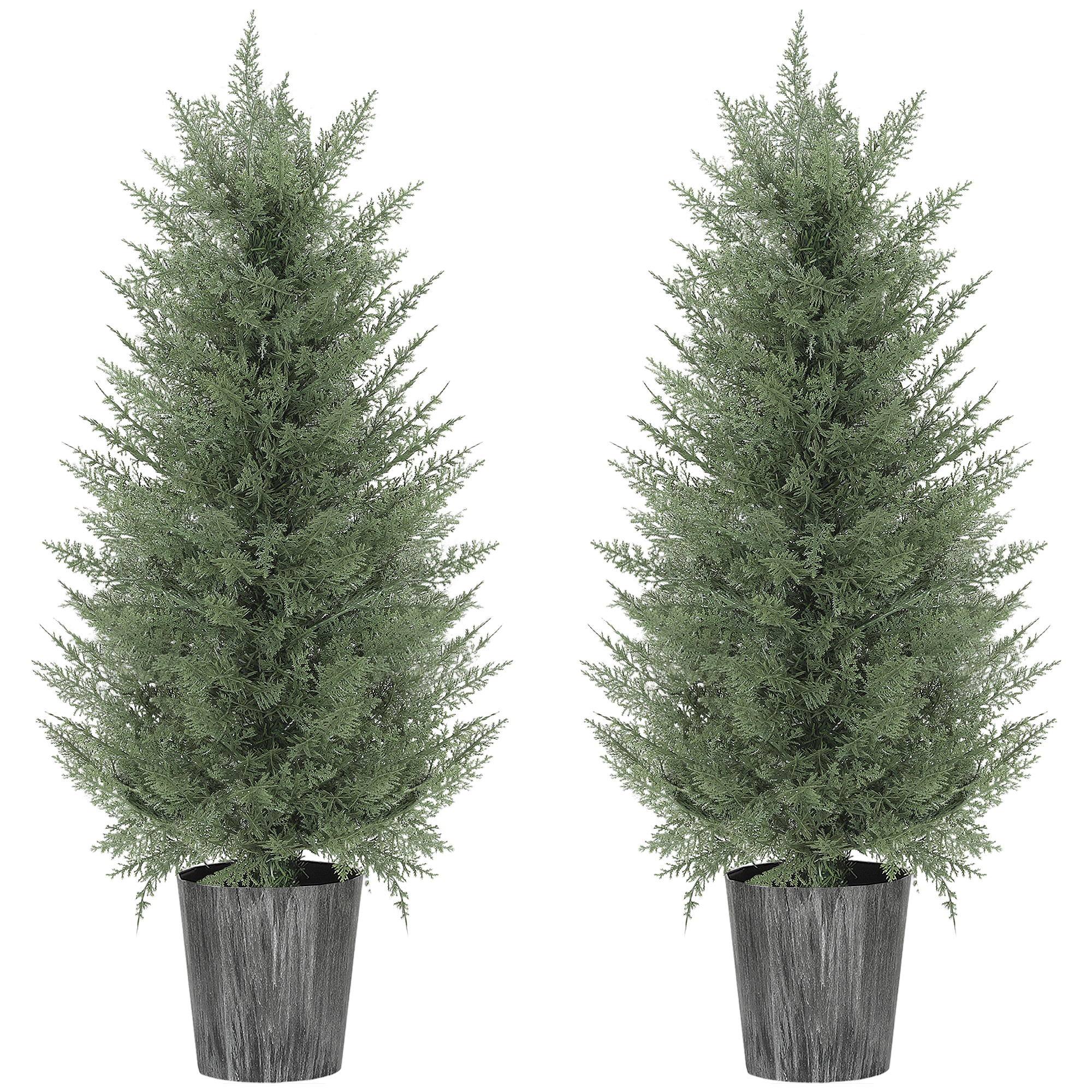 LUMIS Artificial Cypress Trees Set of 2 PE Decorative Pot Indoor Outdoor 90cm - Green