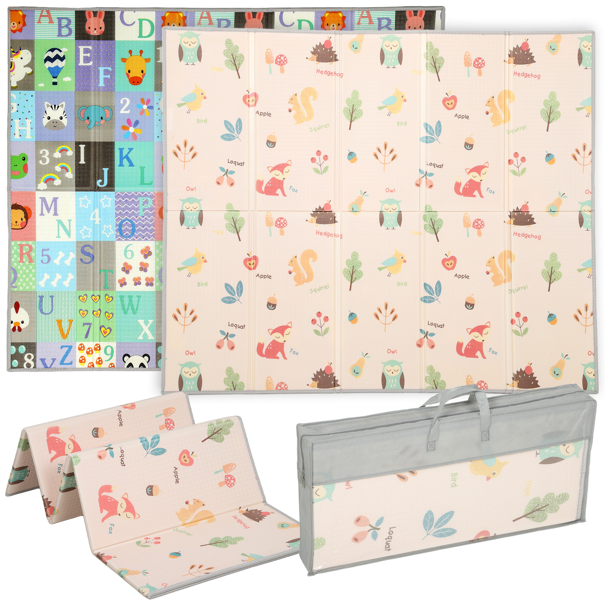 CERIX Baby Play Mat PE Foldable Reversible Foam Crawling Mat - Multi Colour