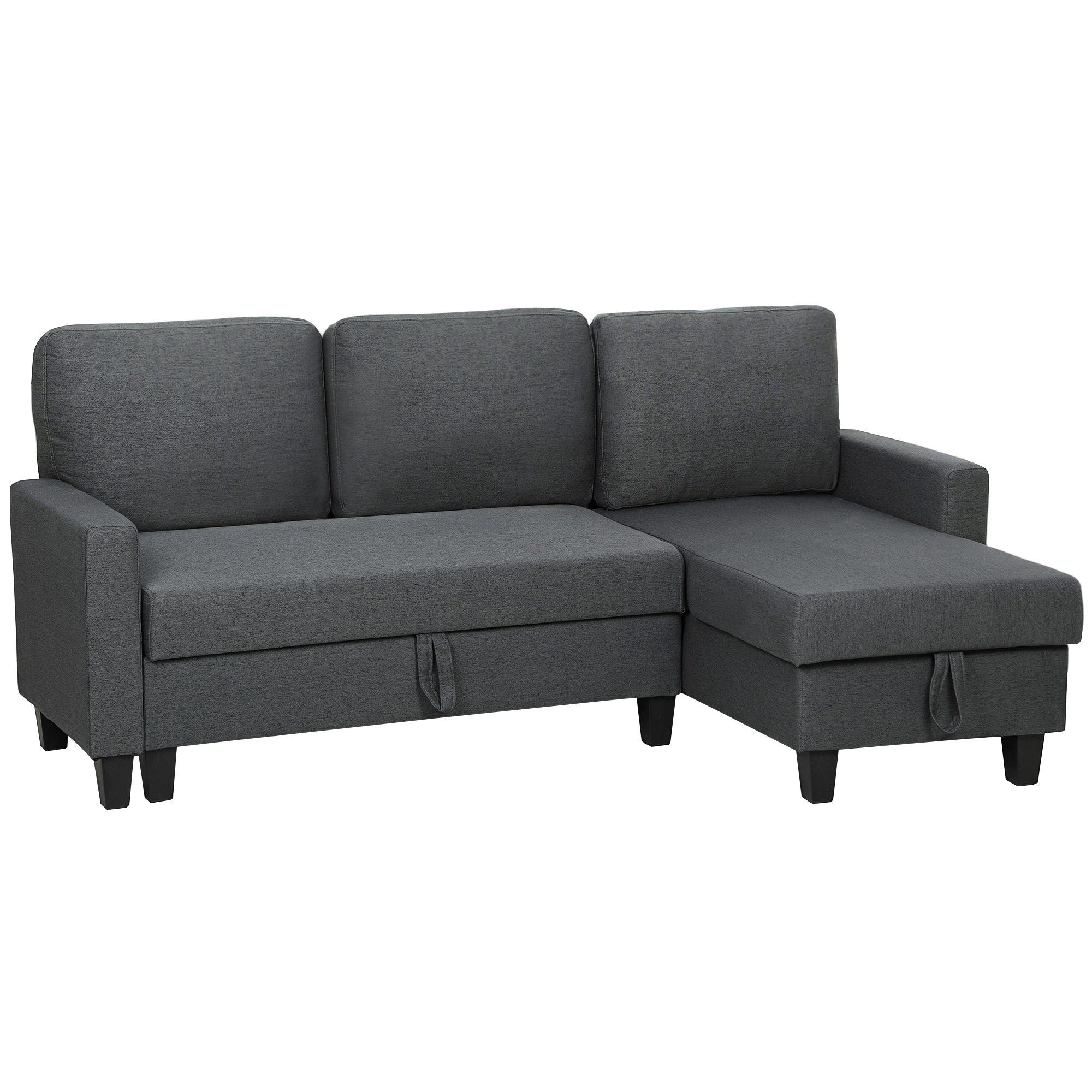 DRENTHALE Linen 3 Seater Storage Sofa Bed - Charcoal Grey